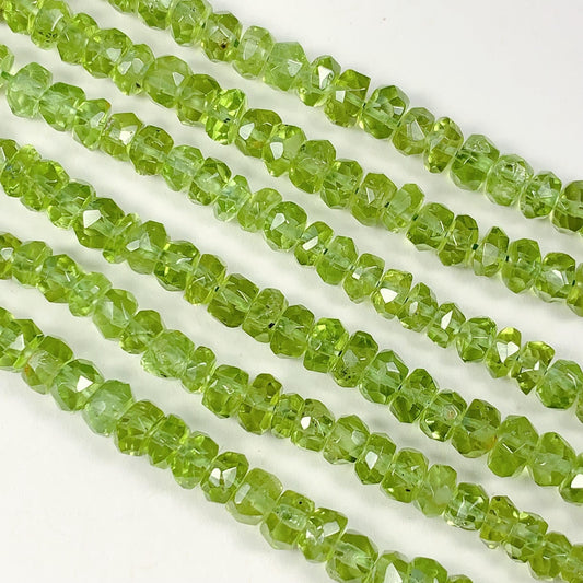 4.5 mm AAA Green Peridot Faceted Rondelle Beads 15" Strand