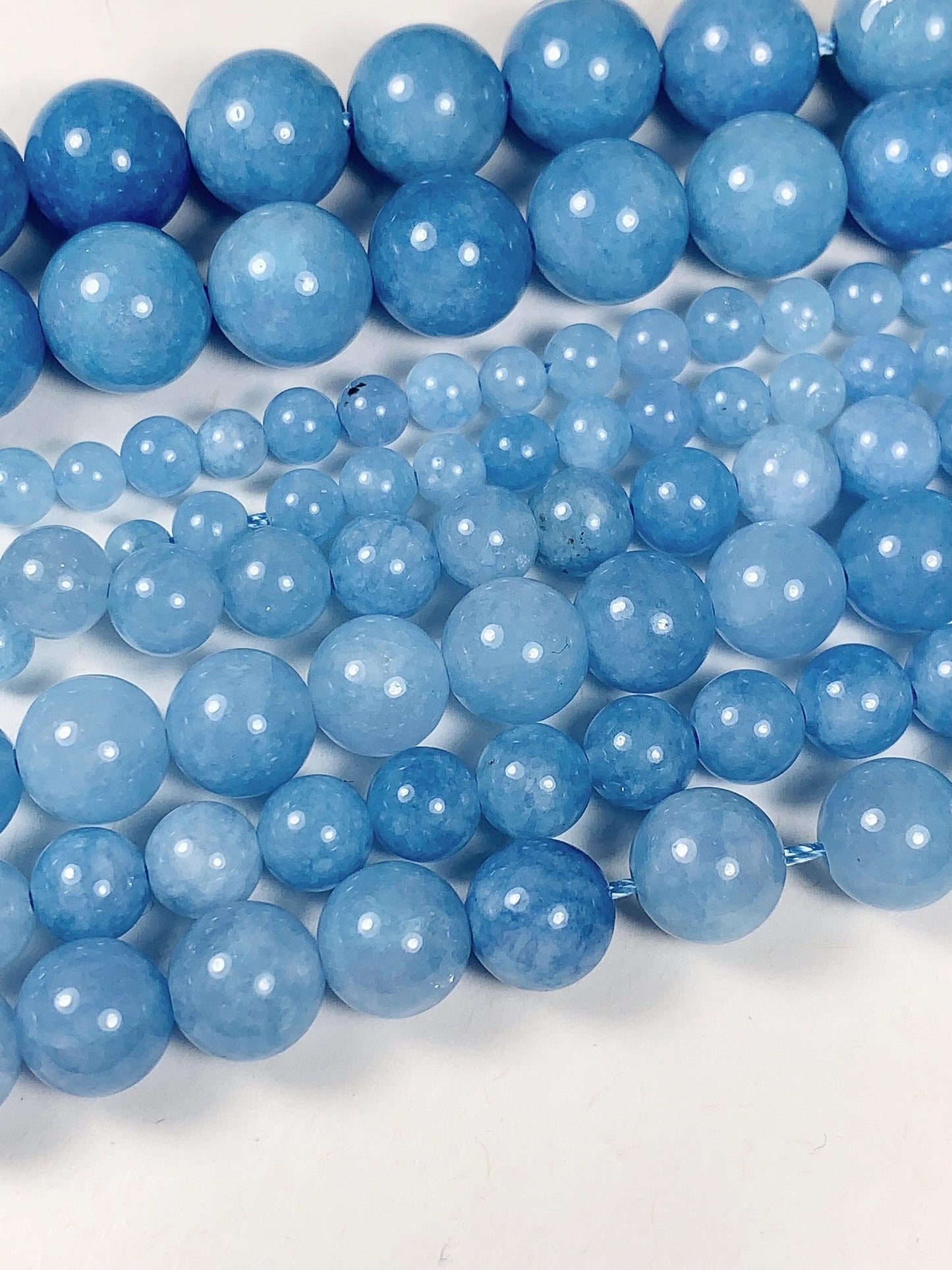 Aquamarine Blue Tone Chalcedony Quartz Smooth Round Beads 15.5" Strand Gemstone  4mm 6mm 8mm 10mm