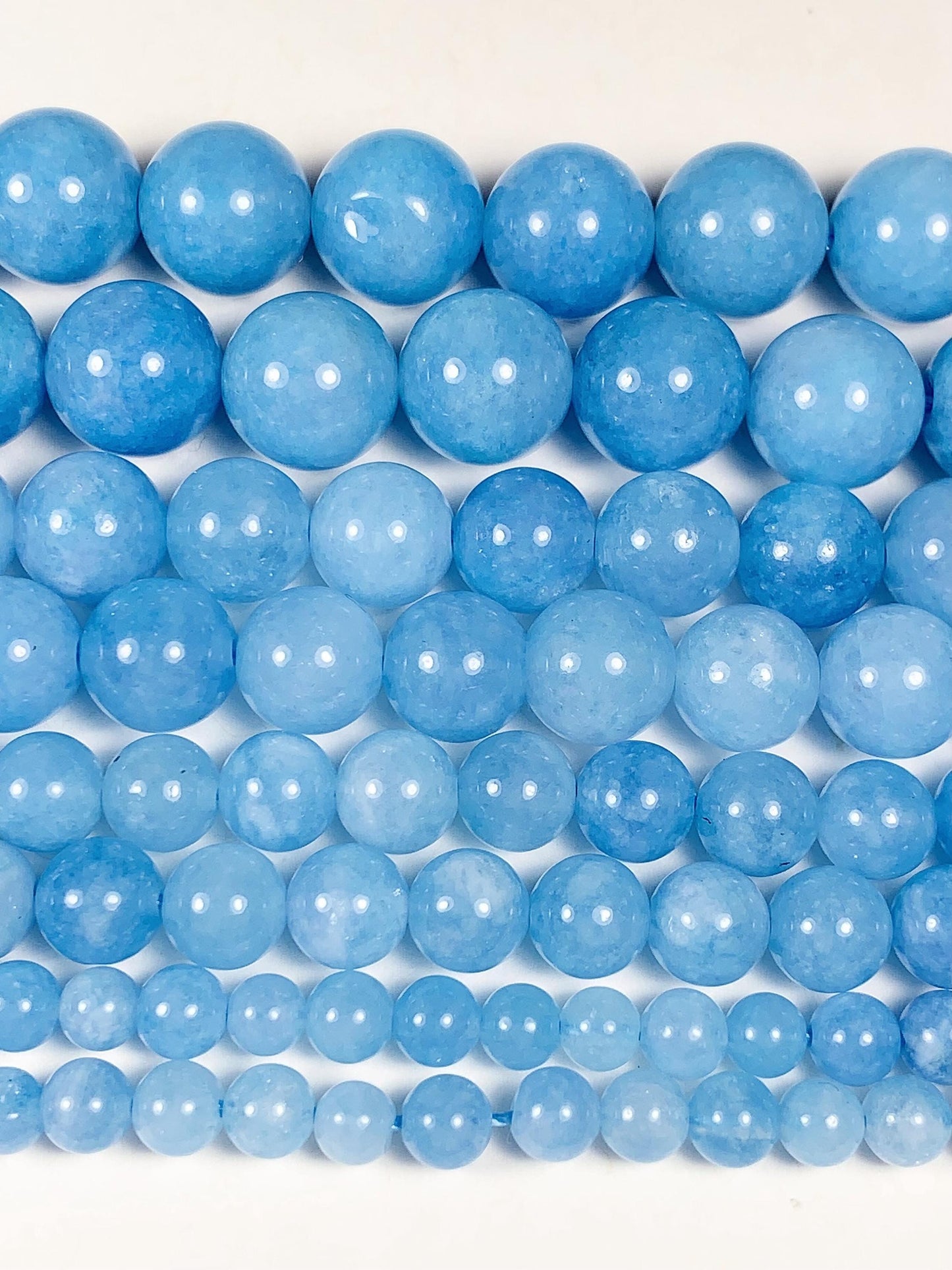 Aquamarine Blue Tone Chalcedony Quartz Smooth Round Beads 15.5" Strand Gemstone  4mm 6mm 8mm 10mm
