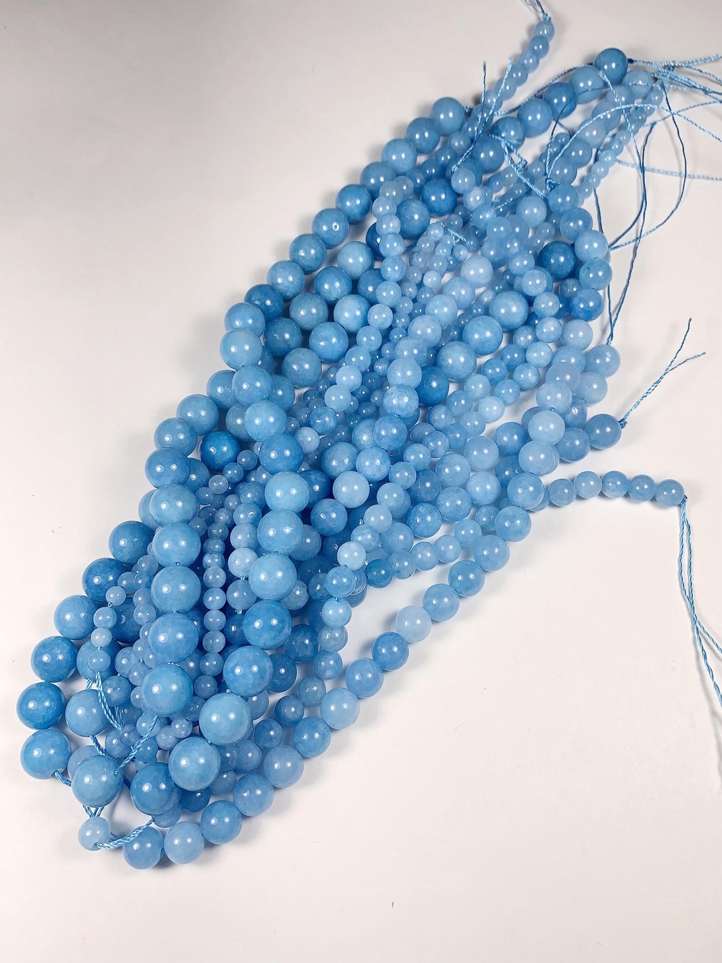 Aquamarine Blue Tone Chalcedony Quartz Smooth Round Beads 15.5" Strand Gemstone  4mm 6mm 8mm 10mm