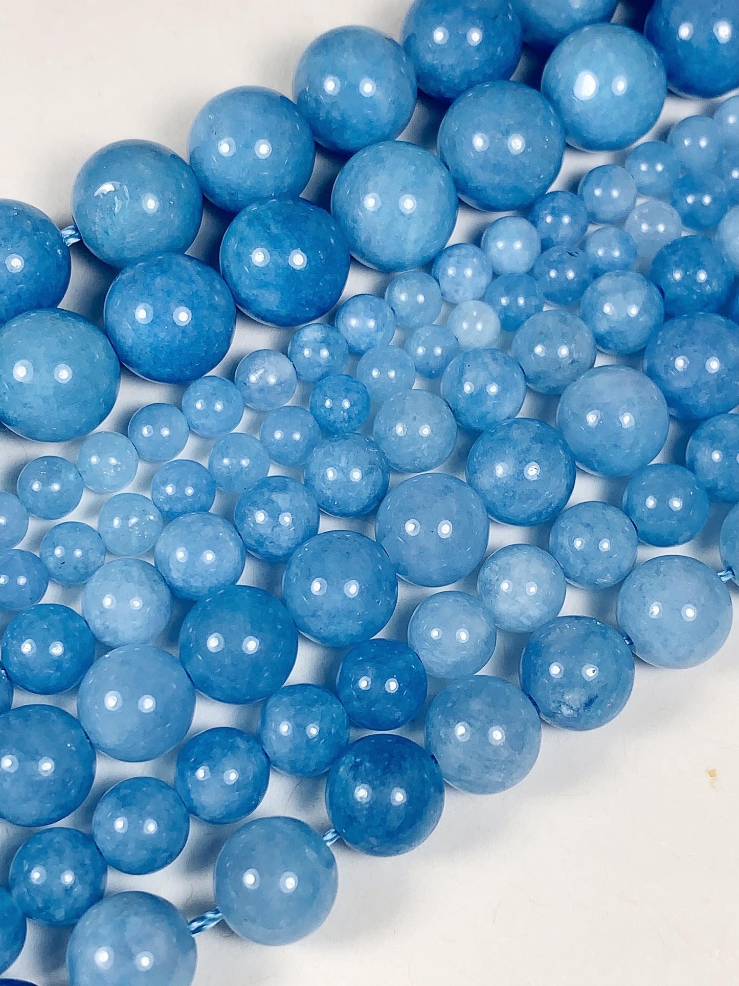 Aquamarine Blue Tone Chalcedony Quartz Smooth Round Beads 15.5" Strand Gemstone  4mm 6mm 8mm 10mm