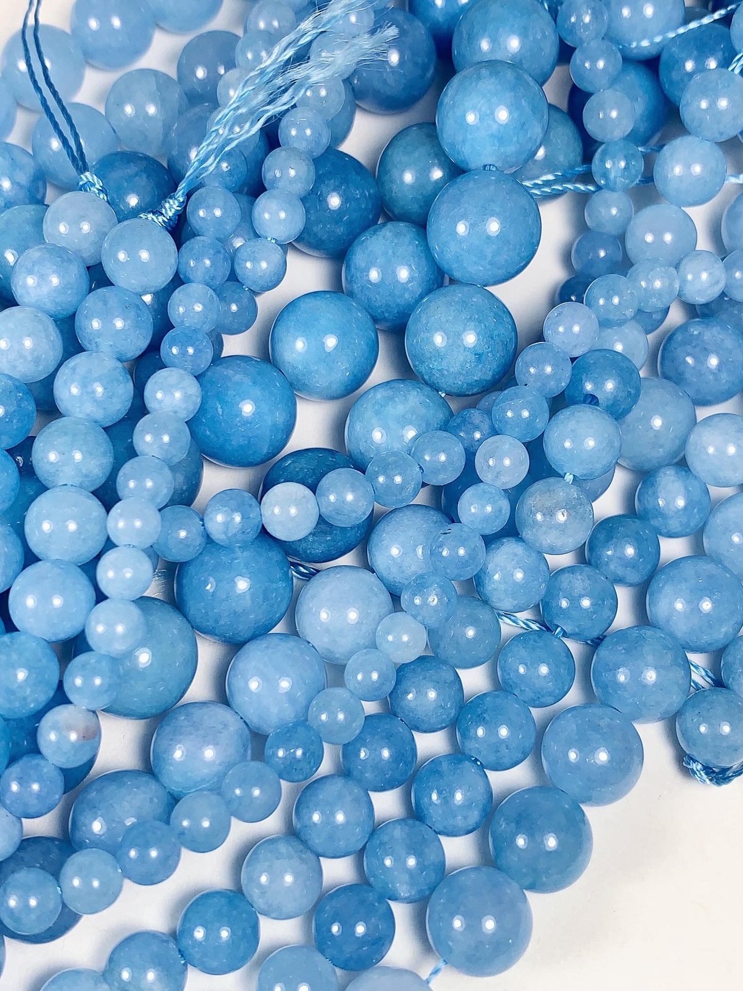Aquamarine Blue Tone Chalcedony Quartz Smooth Round Beads 15.5" Strand Gemstone  4mm 6mm 8mm 10mm