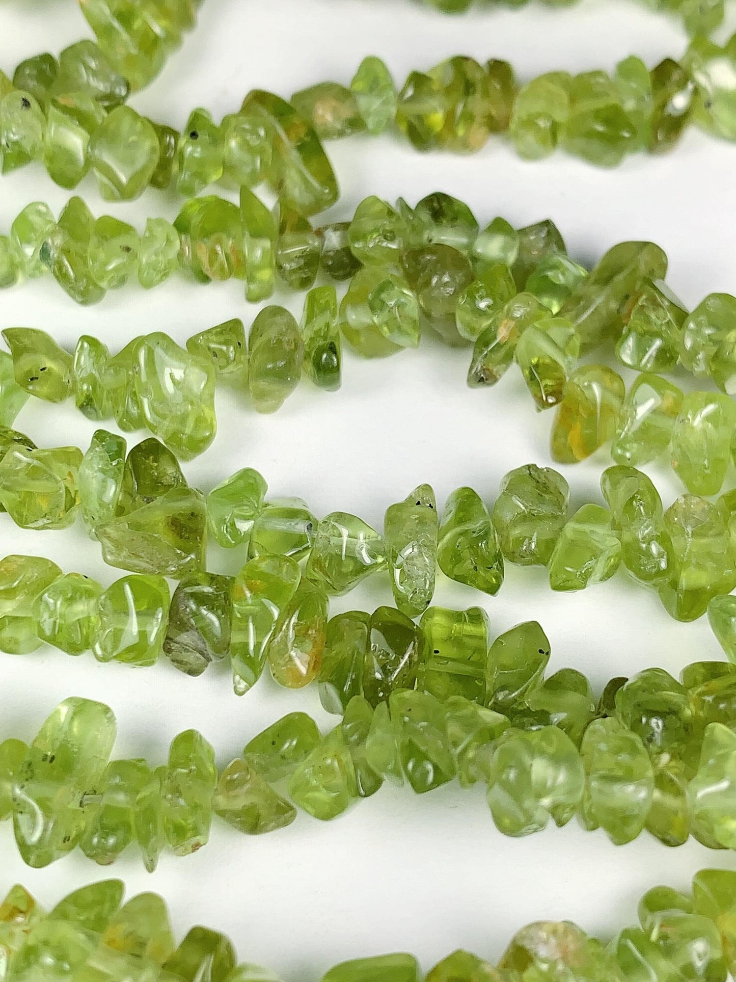 Natural Green Peridot Chip Beads: 32" Strand DIY Jewelry (3-8mm)