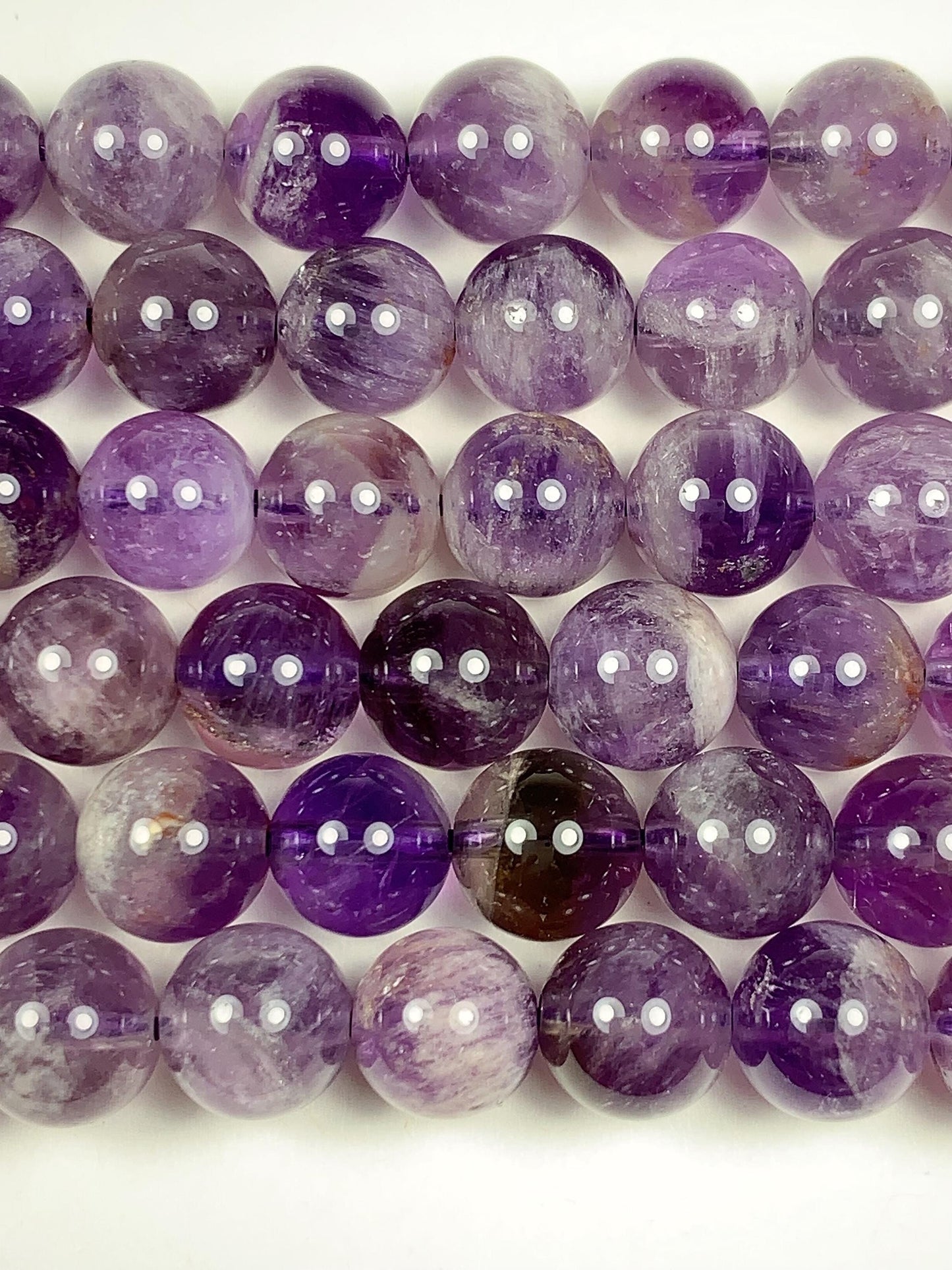 8mm Natural Translucent Inclusions Mineral Purple Amethyst Crystal Smooth Round Beads 15.5" Strand
