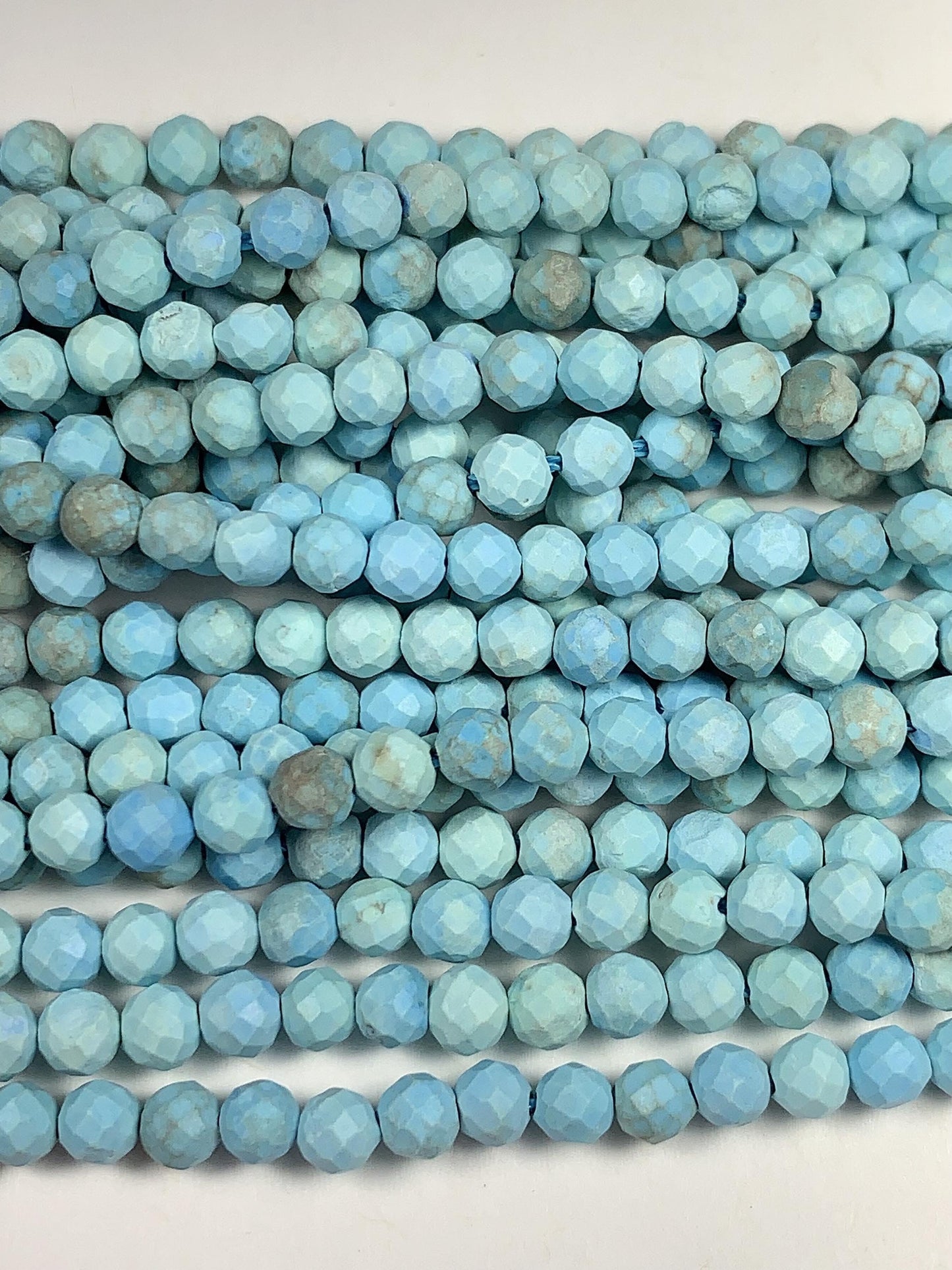 4mm Natural Blue Turquoise Faceted Round Beads Strand 15.5" Gemstone