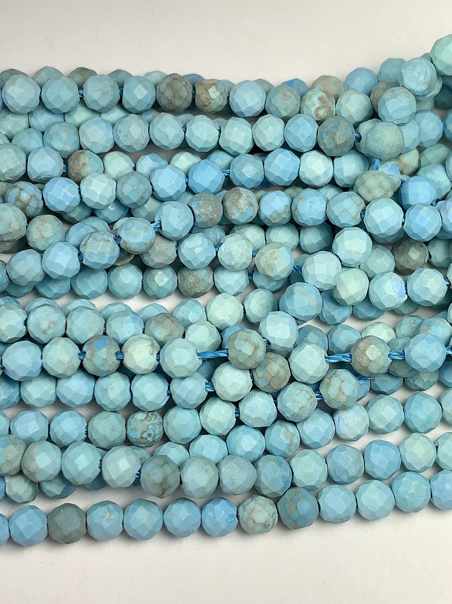 4mm Natural Blue Turquoise Faceted Round Beads Strand 15.5" Gemstone