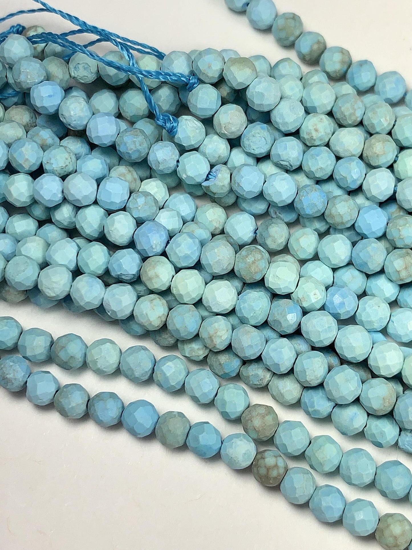 4mm Natural Blue Turquoise Faceted Round Beads Strand 15.5" Gemstone
