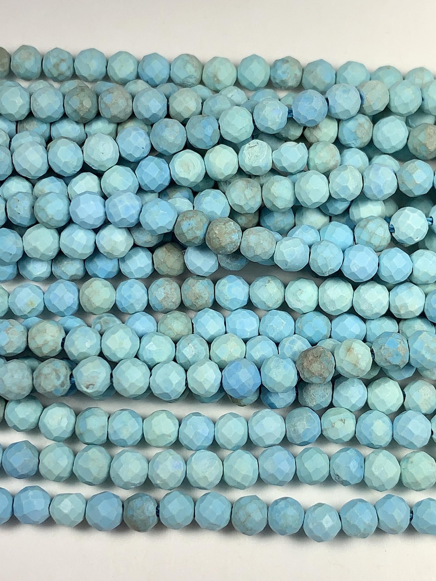 4mm Natural Blue Turquoise Faceted Round Beads Strand 15.5" Gemstone