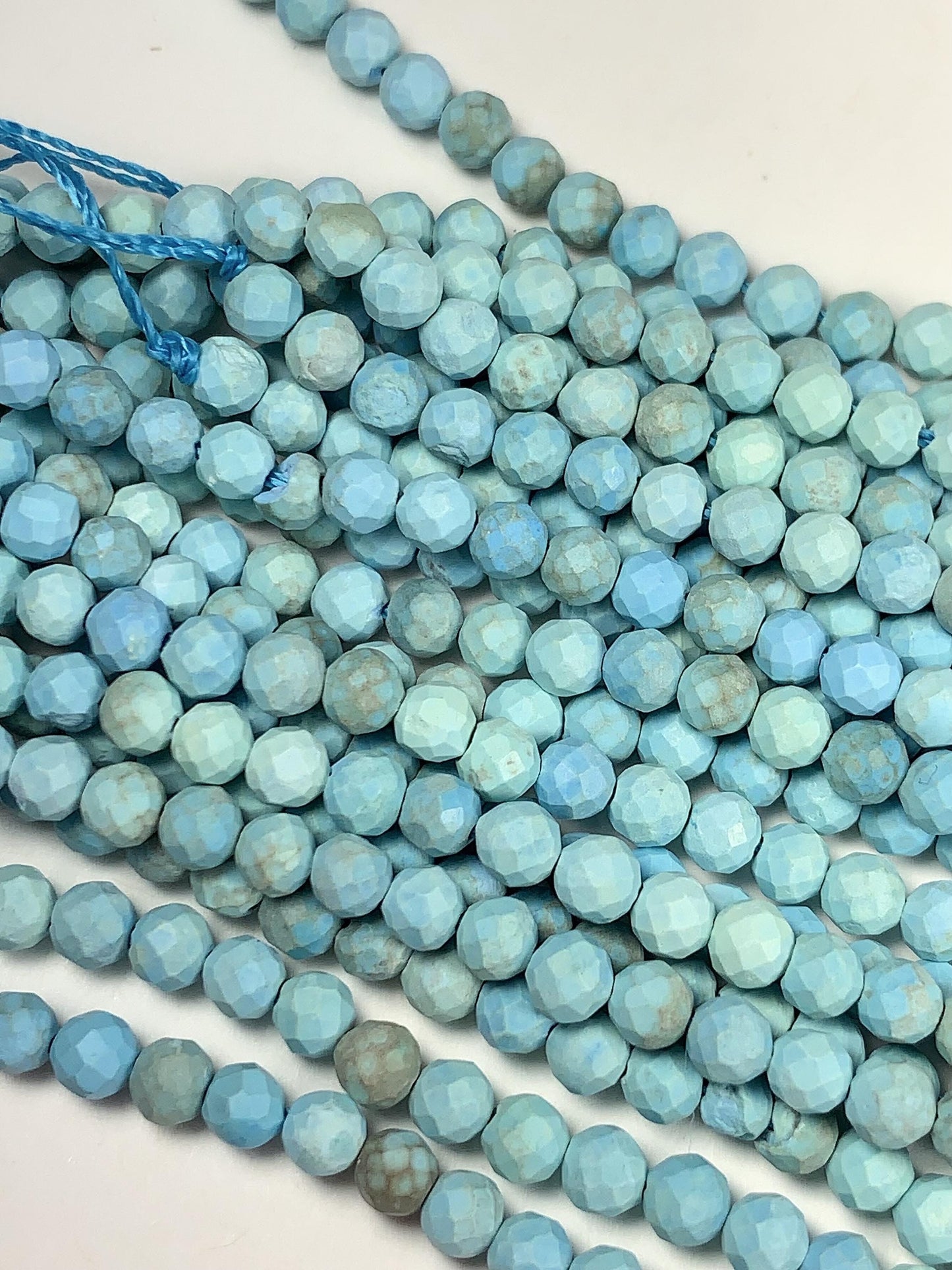 4mm Natural Blue Turquoise Faceted Round Beads Strand 15.5" Gemstone
