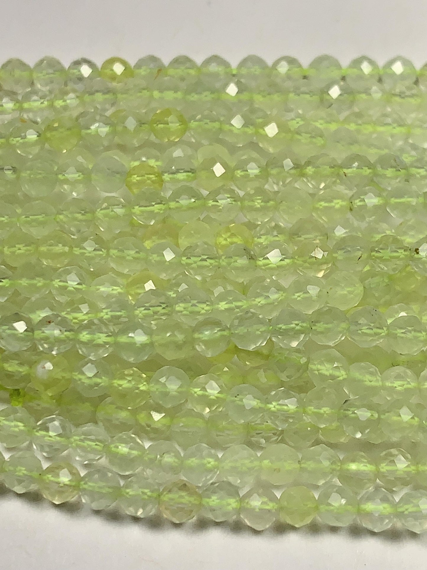 AAA Natural Translucent Yellowish Green Prehnite Faceted Round Beads Strand 15.5 Gemstone