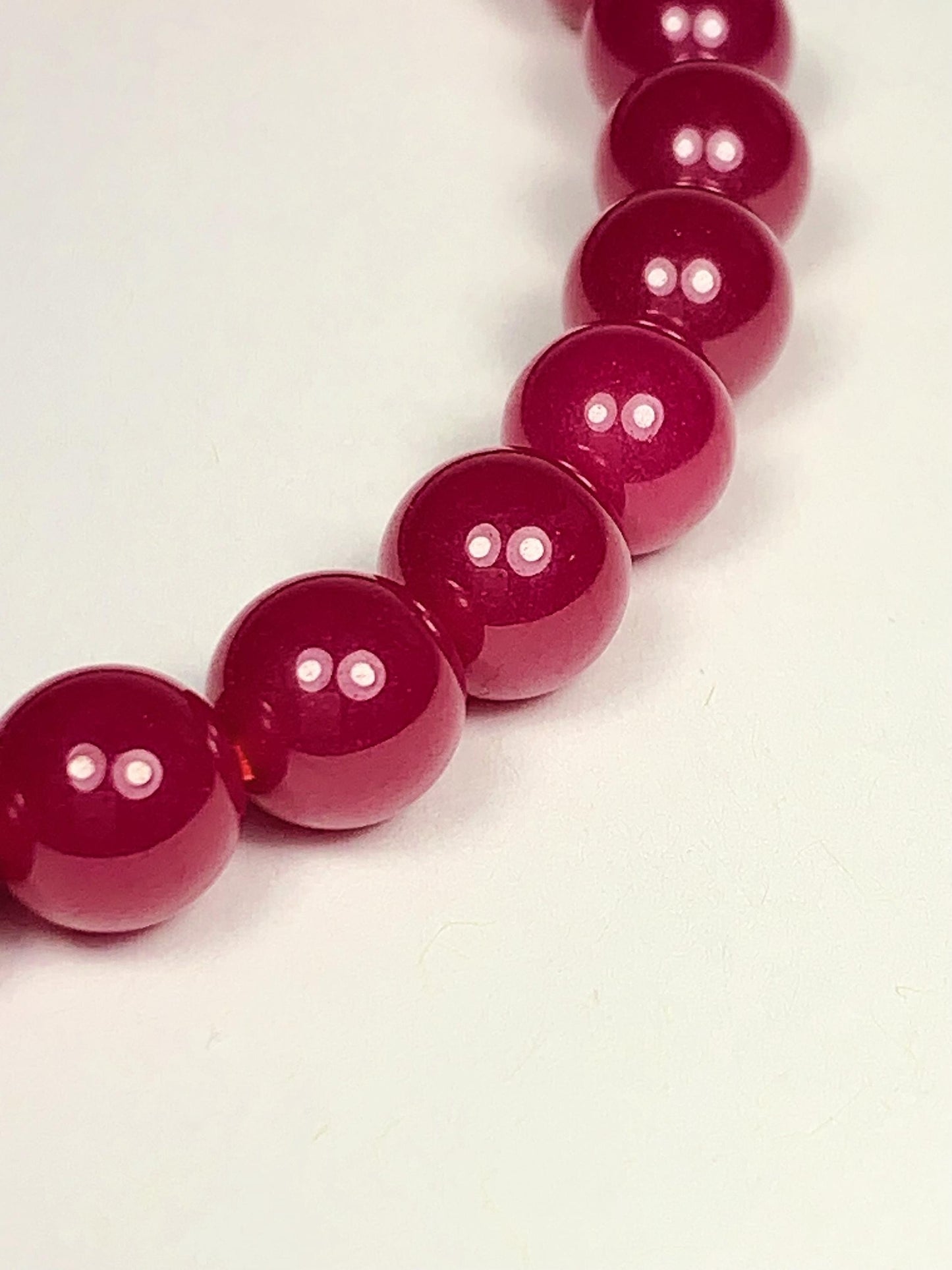 Red Ruby Laboratory-grown Stretch Bracelet Smooth Round  Beads Gemstone