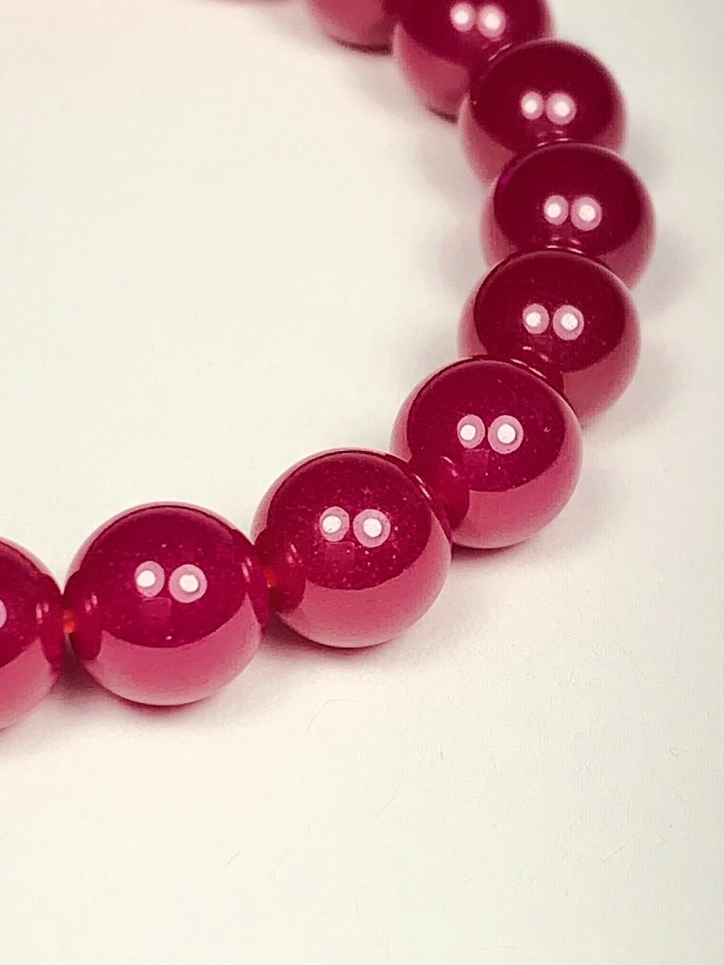 Red Ruby Laboratory-grown Stretch Bracelet Smooth Round  Beads Gemstone