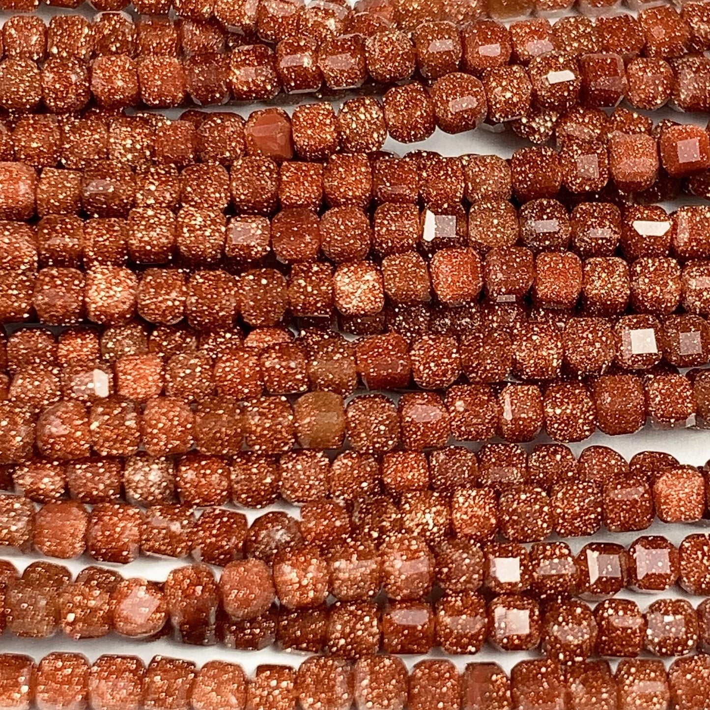 2.5mm Orange Brown Goldstone Sandstone Faceted Cube Square Beads 15.5 Strand