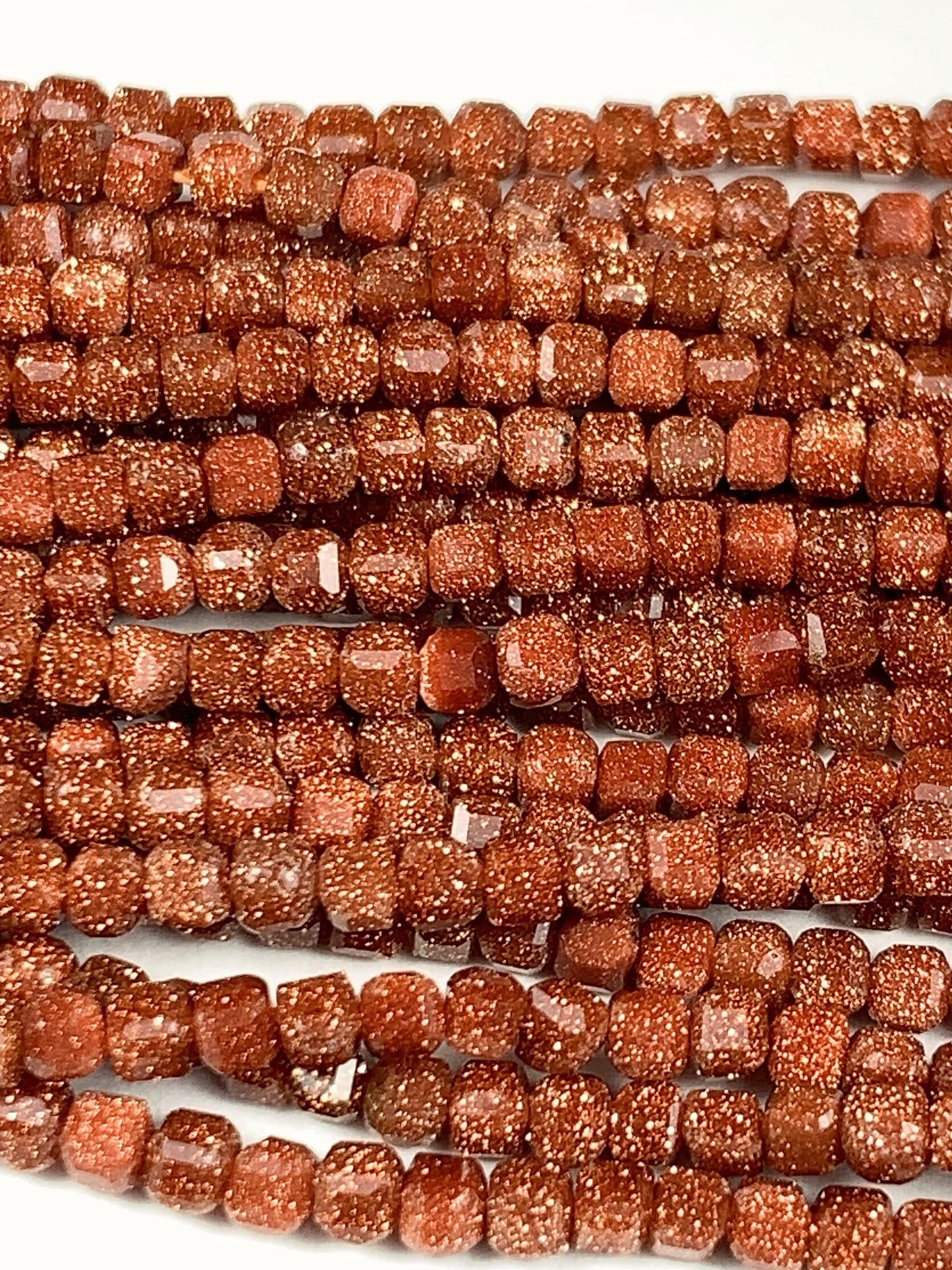2.5mm Orange Brown Goldstone Sandstone Faceted Cube Square Beads 15.5 Strand
