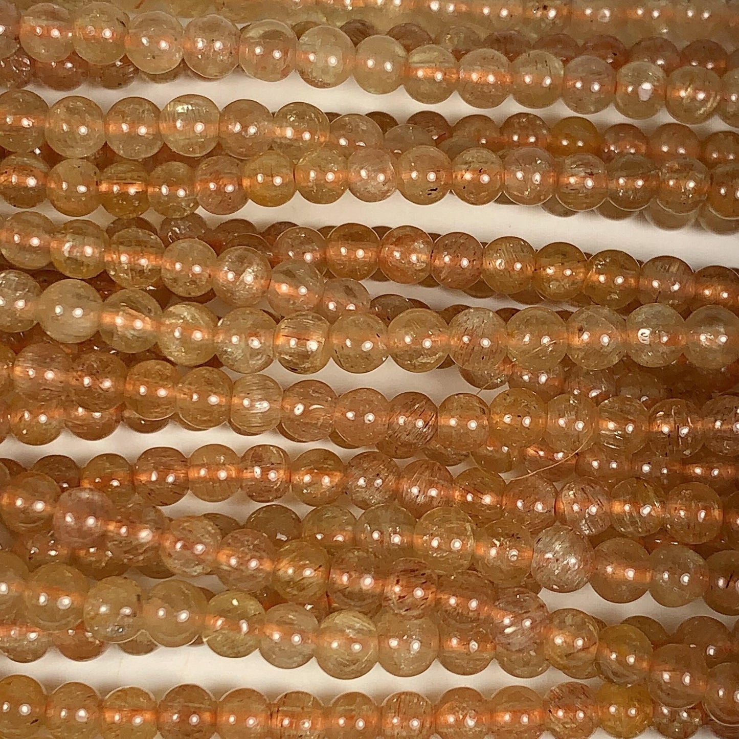 4mm Natural Gold  Yellow Apatite Smooth Round  Beads:  Genuine Gemstone 15.5" Strand Golden