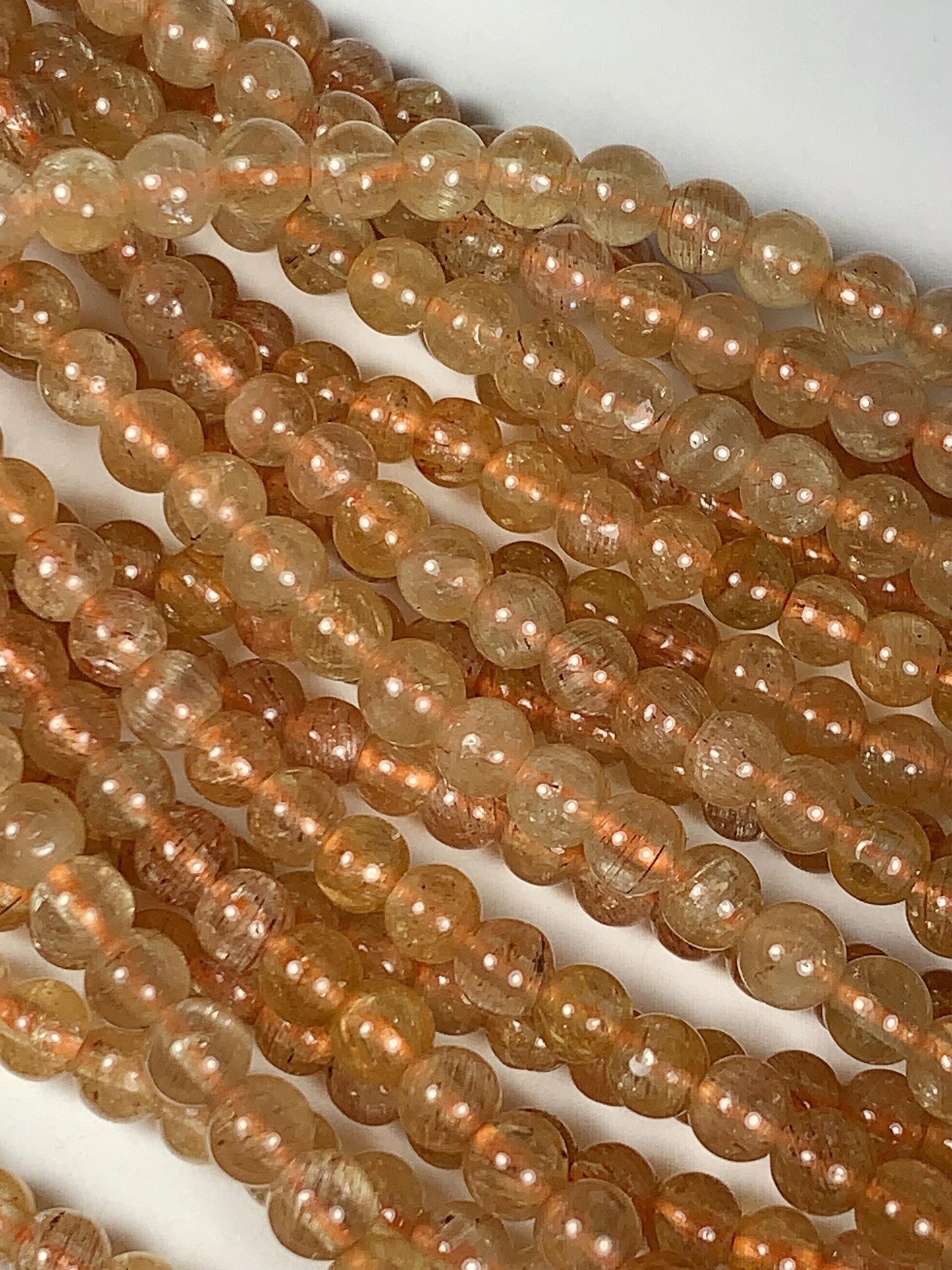 4mm Natural Gold  Yellow Apatite Smooth Round  Beads:  Genuine Gemstone 15.5" Strand Golden