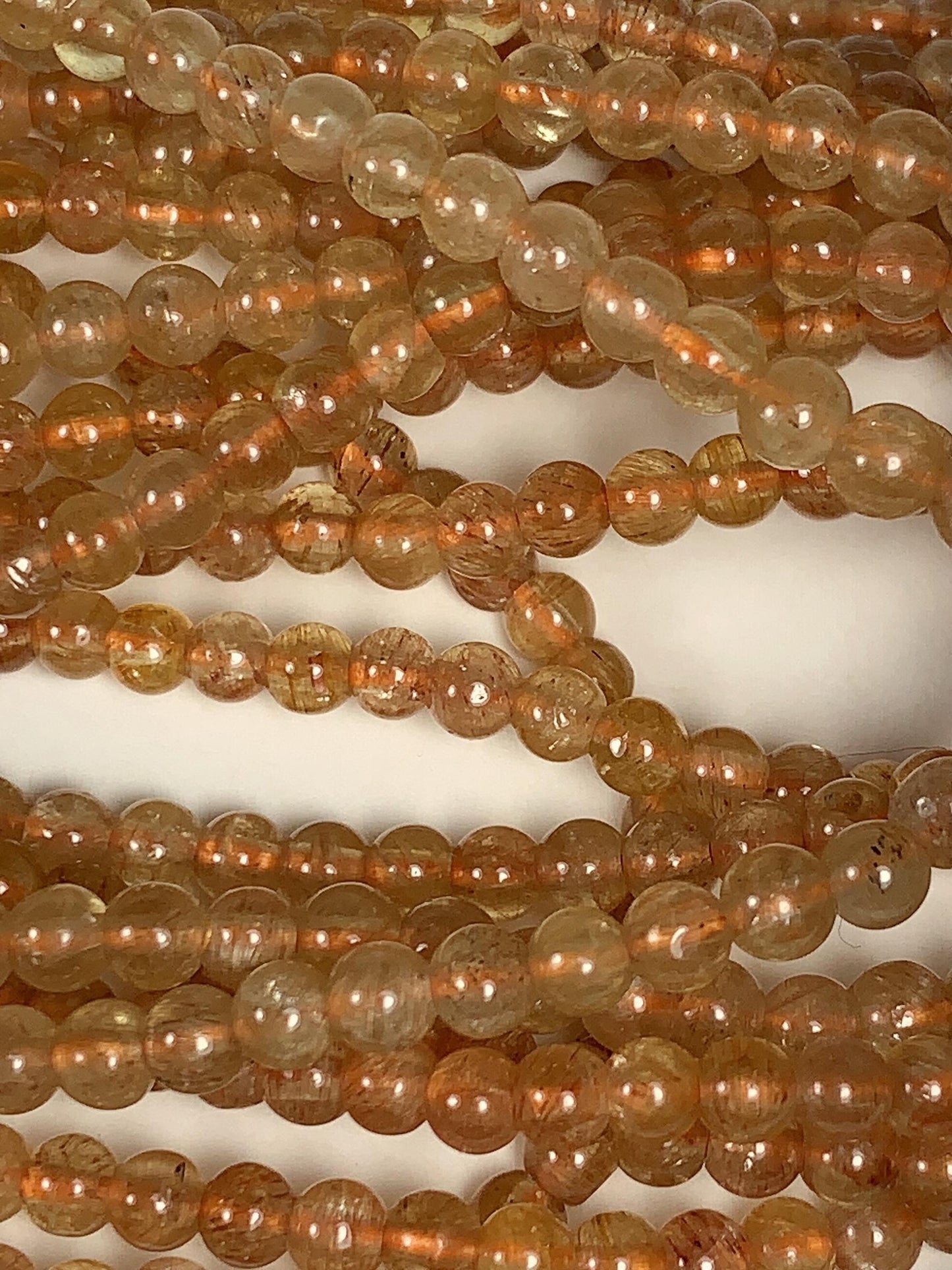 4mm Natural Gold  Yellow Apatite Smooth Round  Beads:  Genuine Gemstone 15.5" Strand Golden