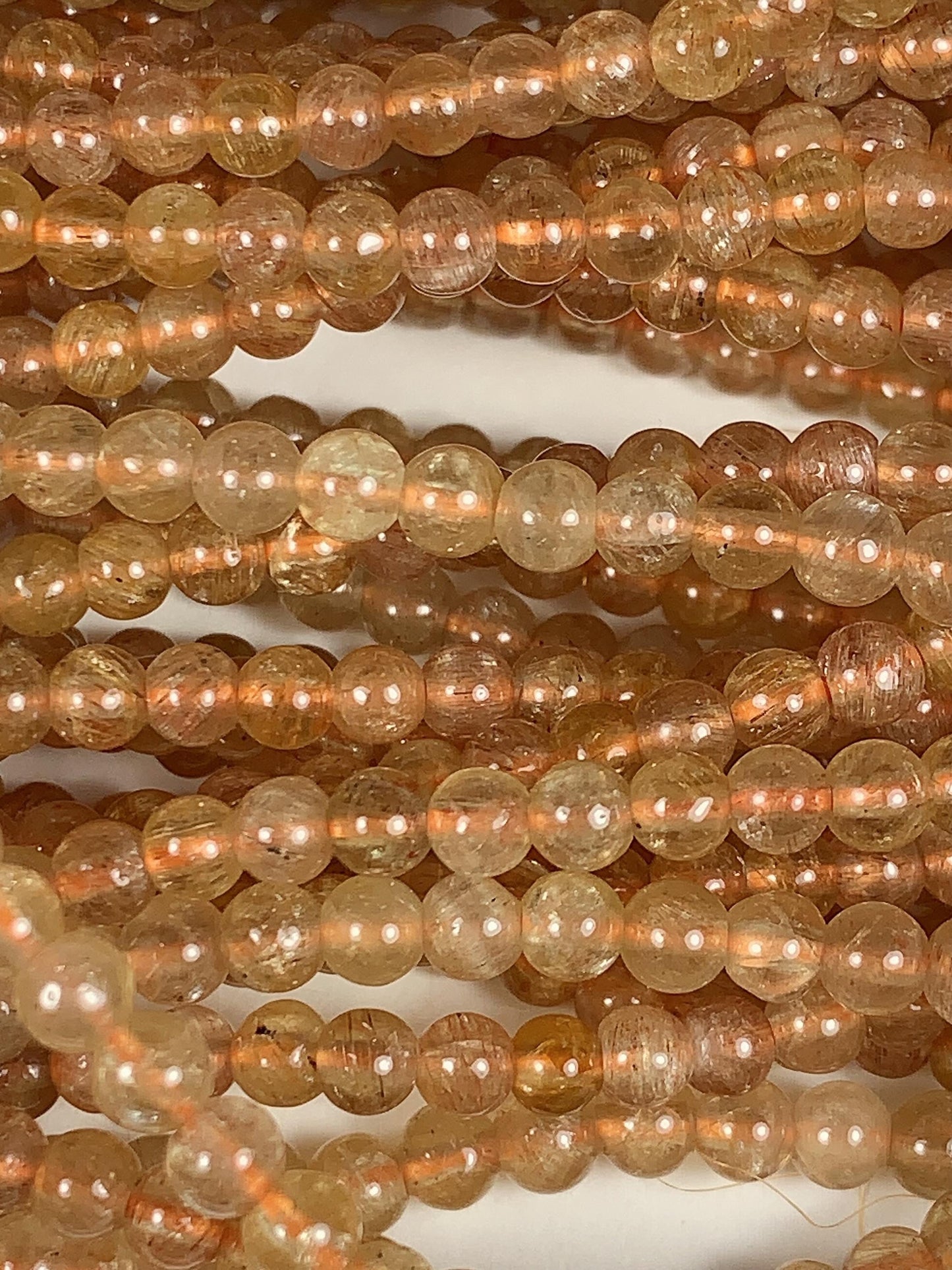 4mm Natural Gold  Yellow Apatite Smooth Round  Beads:  Genuine Gemstone 15.5" Strand Golden