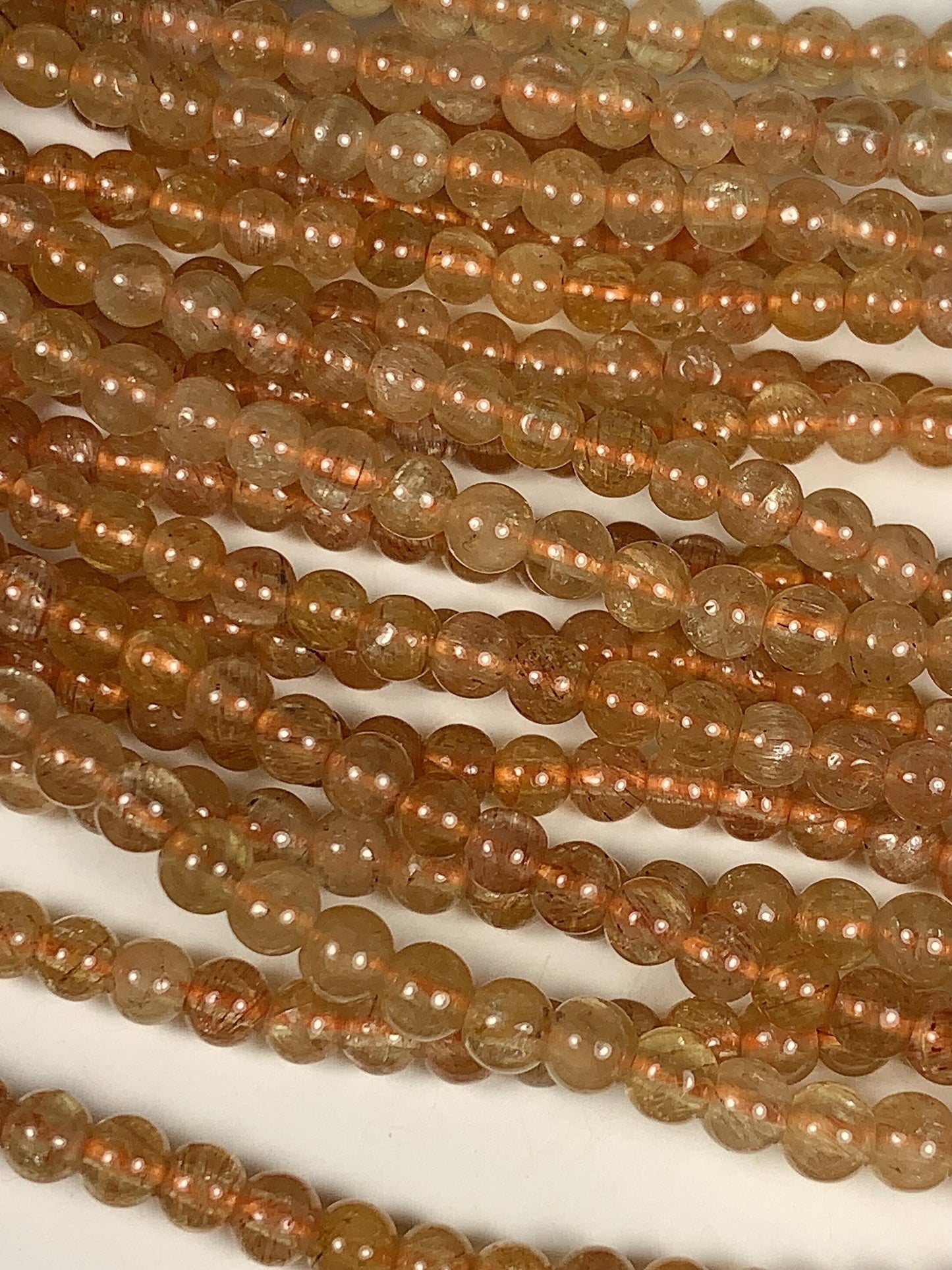 4mm Natural Gold  Yellow Apatite Smooth Round  Beads:  Genuine Gemstone 15.5" Strand Golden