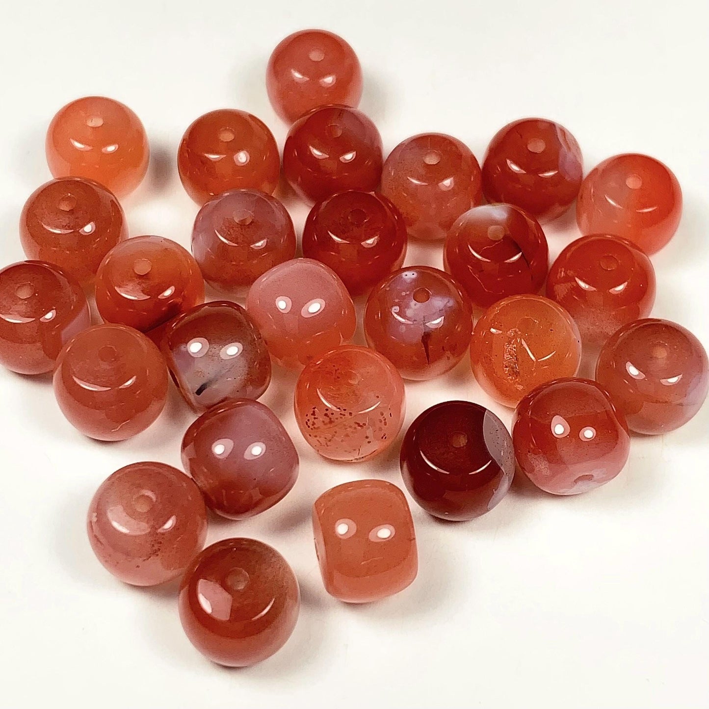 10 pcs Natural Translucent Red Agate Barrel Shape Smooth Beads  7x8mm