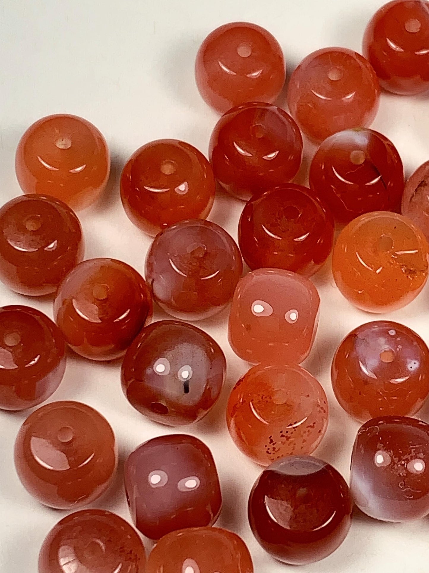 10 pcs Natural Translucent Red Agate Barrel Shape Smooth Beads  7x8mm