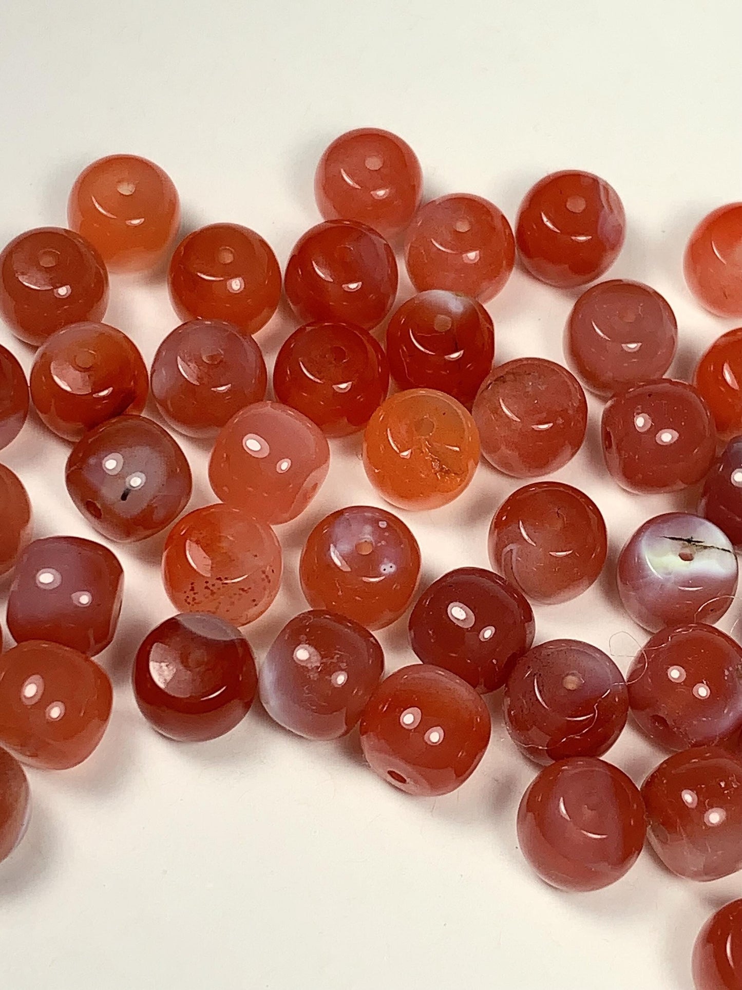 10 pcs Natural Translucent Red Agate Barrel Shape Smooth Beads  7x8mm
