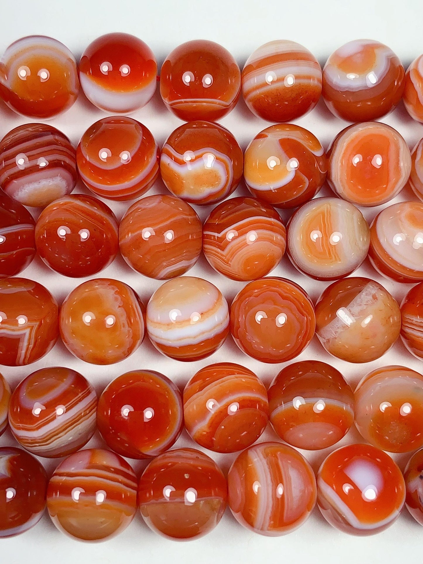 10mm AAA+ Natural Red Striped Agate Smooth Round Beads 15.5 Strand Gemstone