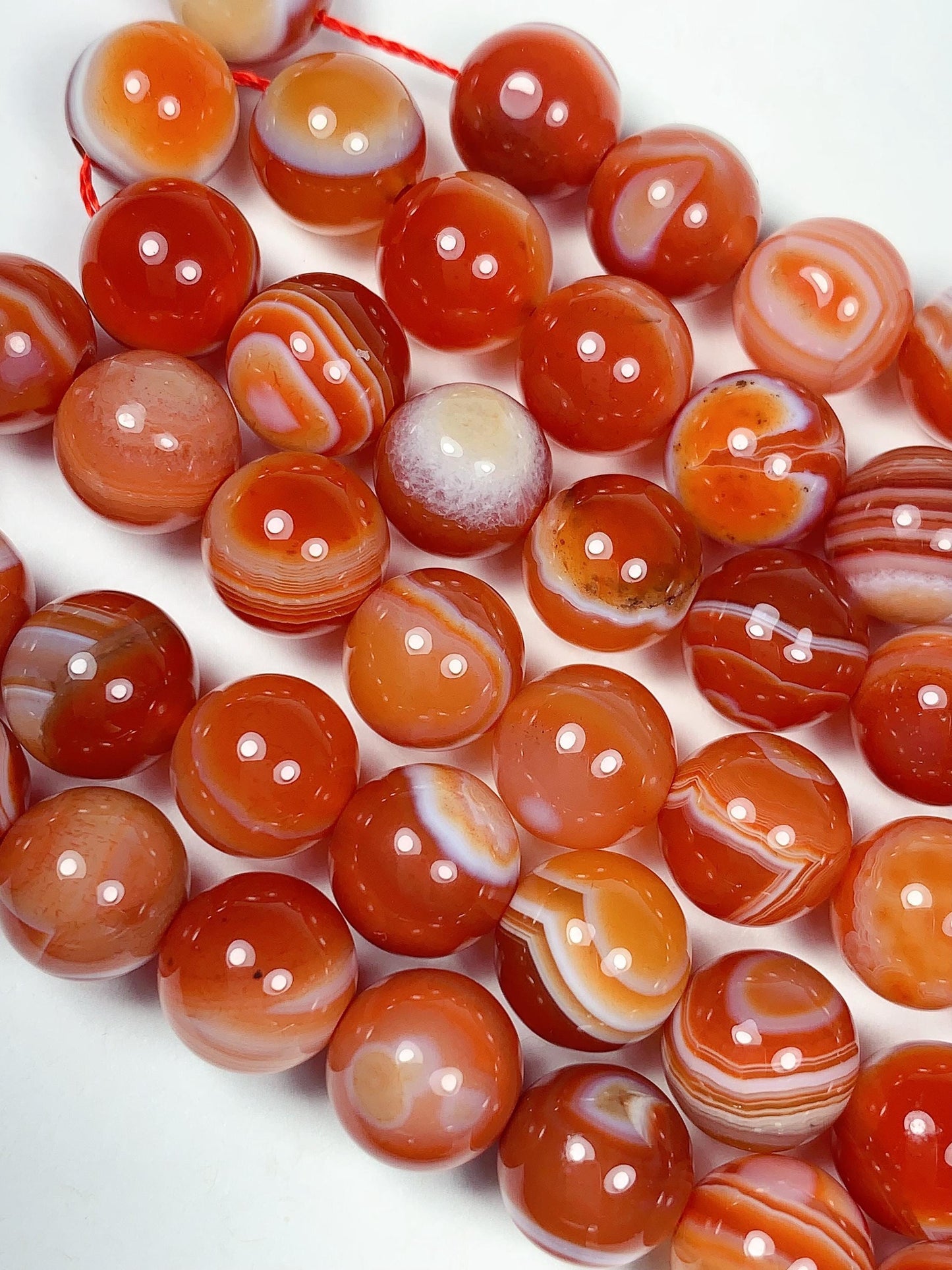 10mm AAA+ Natural Red Striped Agate Smooth Round Beads 15.5 Strand Gemstone