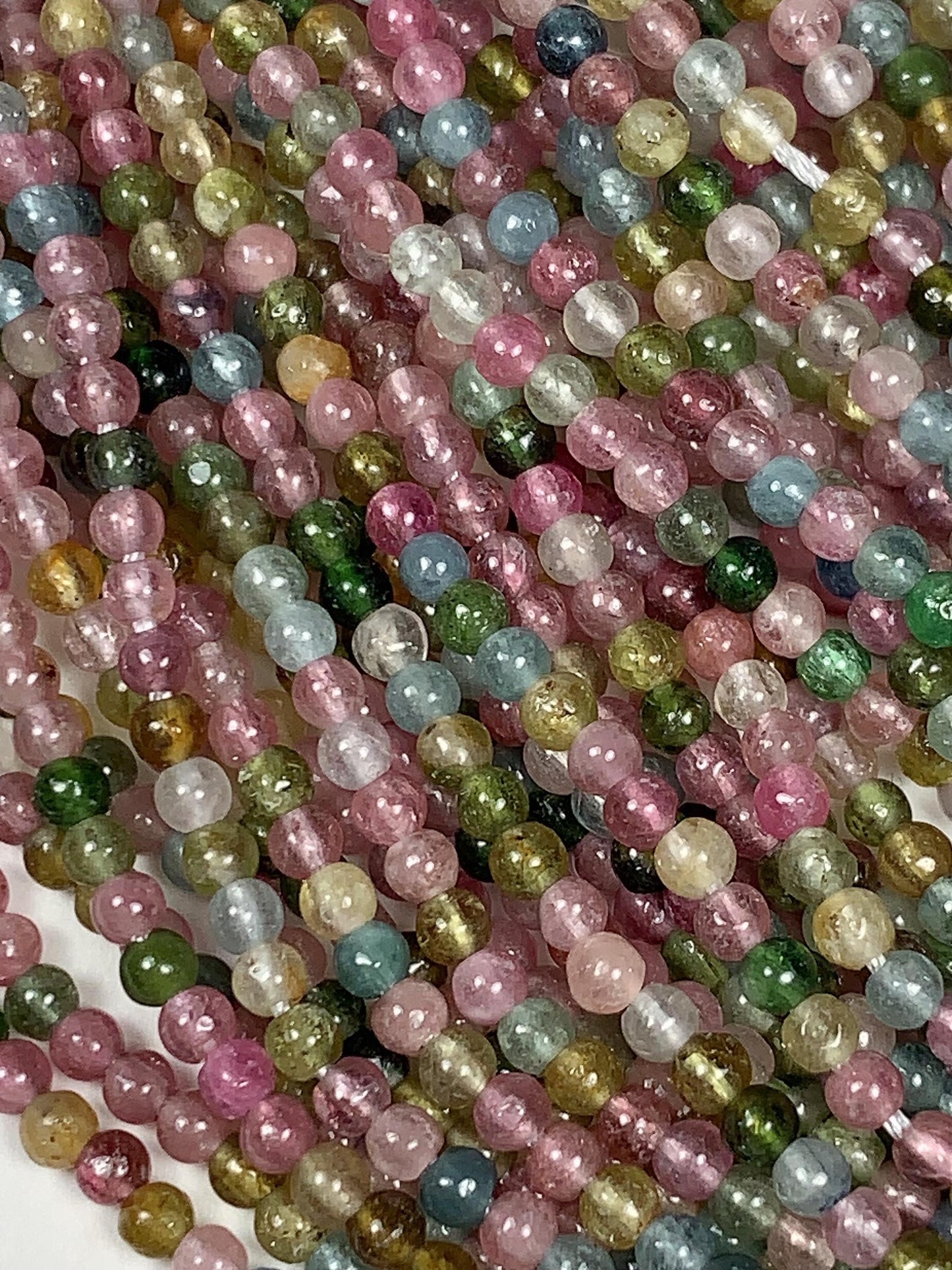 2mm Rainbow Tourmaline Smooth Round Beads: Natural Genuine Gemstone Strand 15.5  PH20251221