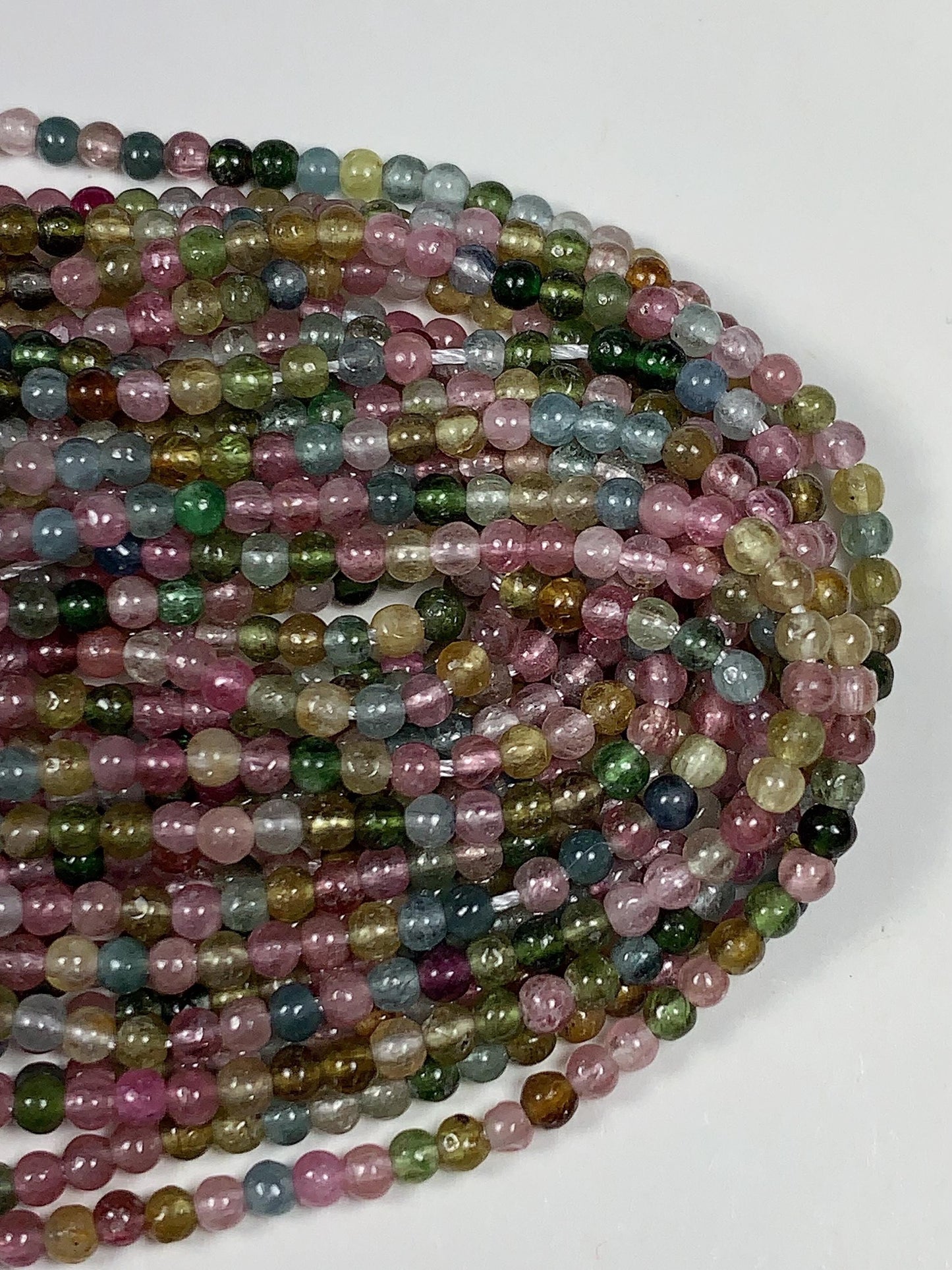 2mm Rainbow Tourmaline Smooth Round Beads: Natural Genuine Gemstone Strand 15.5  PH20251221