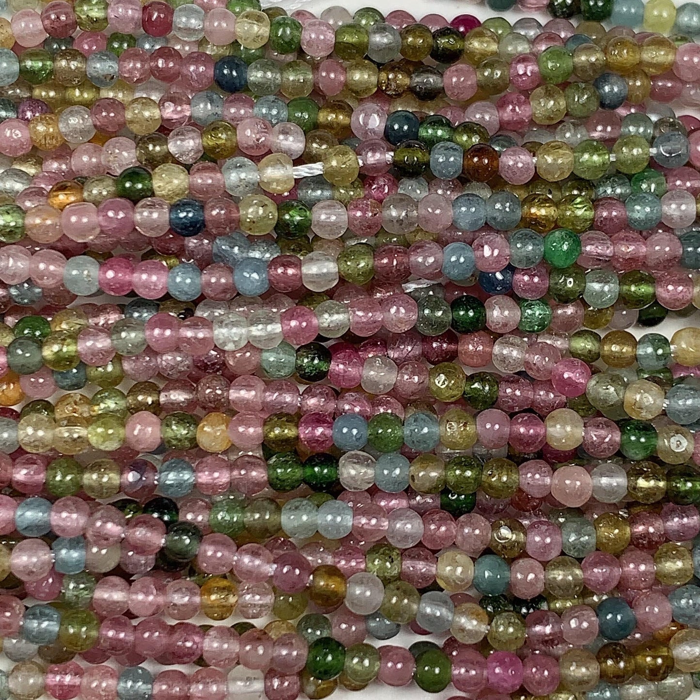 2mm Rainbow Tourmaline Smooth Round Beads: Natural Genuine Gemstone Strand 15.5  PH20251221