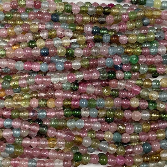 2mm Rainbow Tourmaline Smooth Round Beads: Natural Genuine Gemstone Strand 15.5  PH20251221
