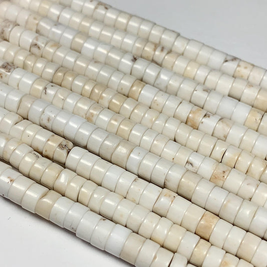 2x4mm Natural White Turquoise Heishi Disc Beads 15" Strand Gemstone