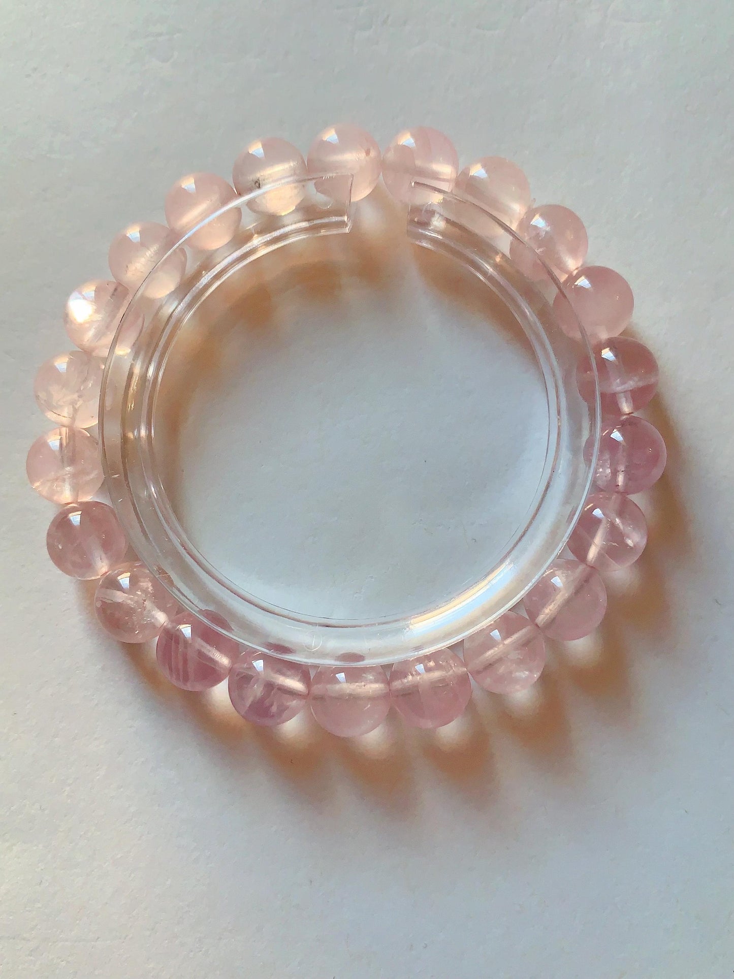No Dyed AAA+ Transparent Madagascar Natural Light Purple Pink Ice Rose Quartz Stretch Bracelet: Smooth Round Gemstone