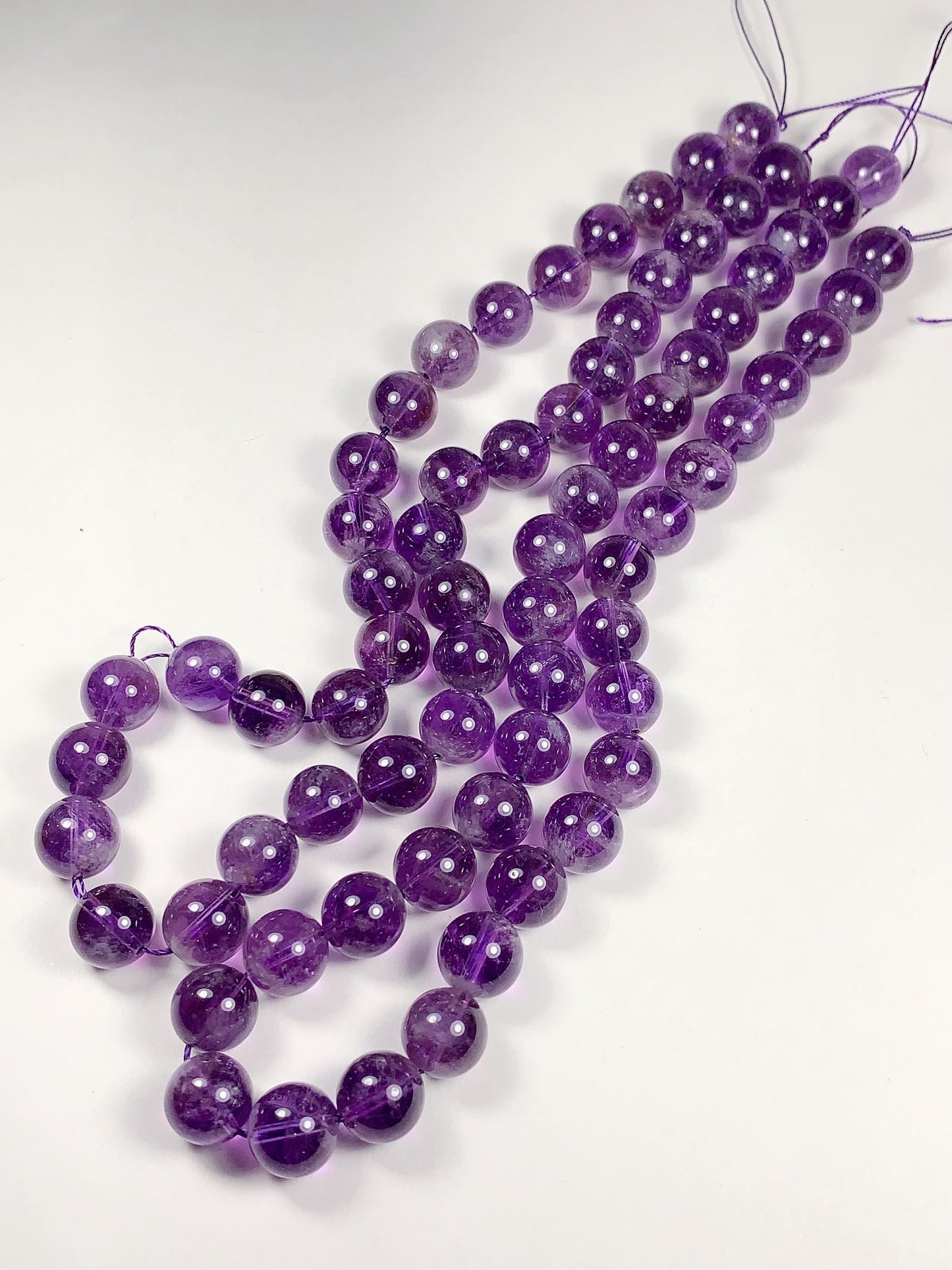 AAA Natural Transparent Amethyst Purple Hair Rutilated Quartz Smooth Round Beads - 15.5" Strand