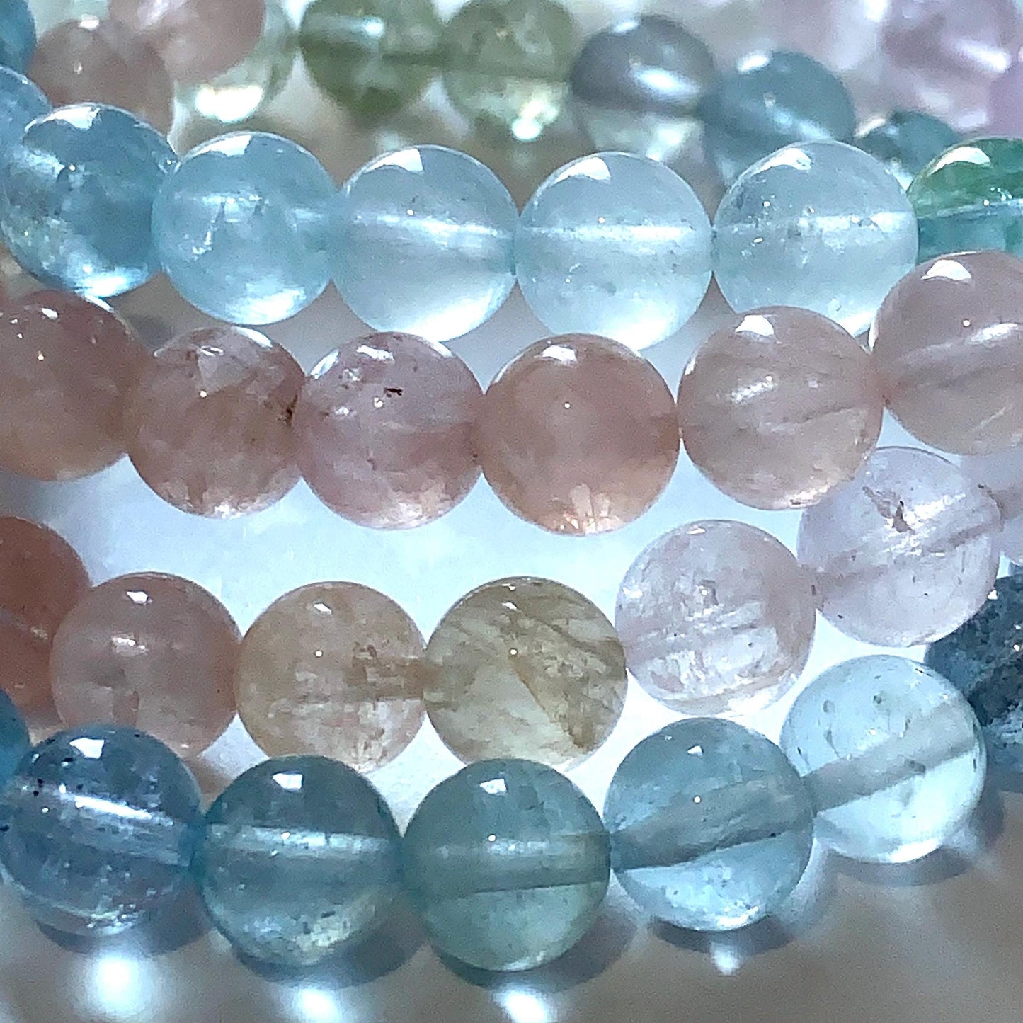 Natural Transparent Morganite Smooth Round Beads 15.5" Strand Gemstone 8mm