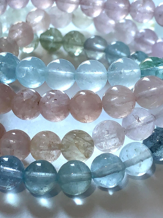 Natural Transparent Morganite Smooth Round Beads 15.5" Strand Gemstone 8mm
