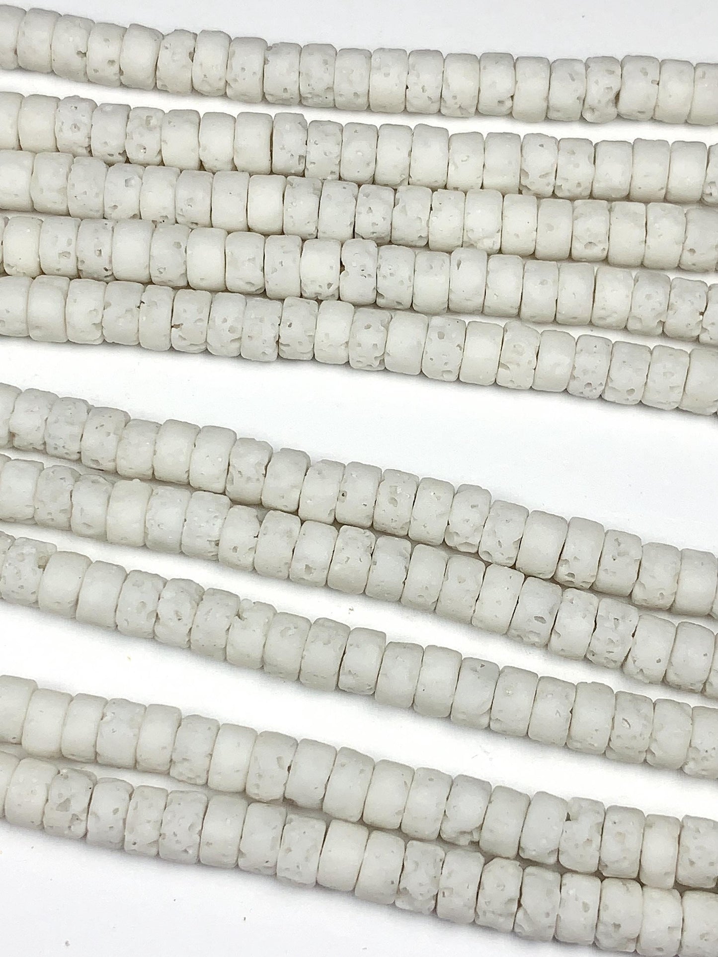 2x4mm Natural White Volcanic Rock Lava Stone Heishi Disc Beads 15" Strand