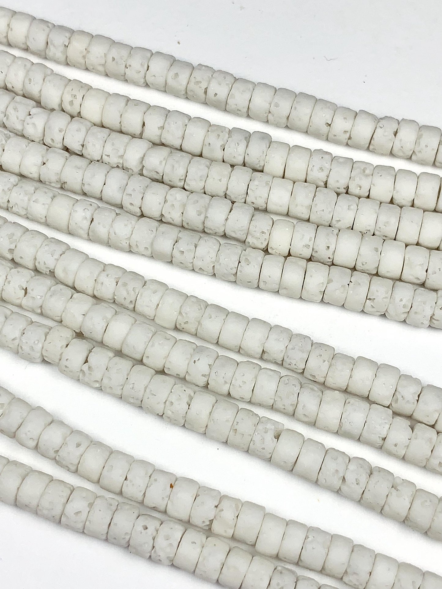 2x4mm Natural White Volcanic Rock Lava Stone Heishi Disc Beads 15" Strand