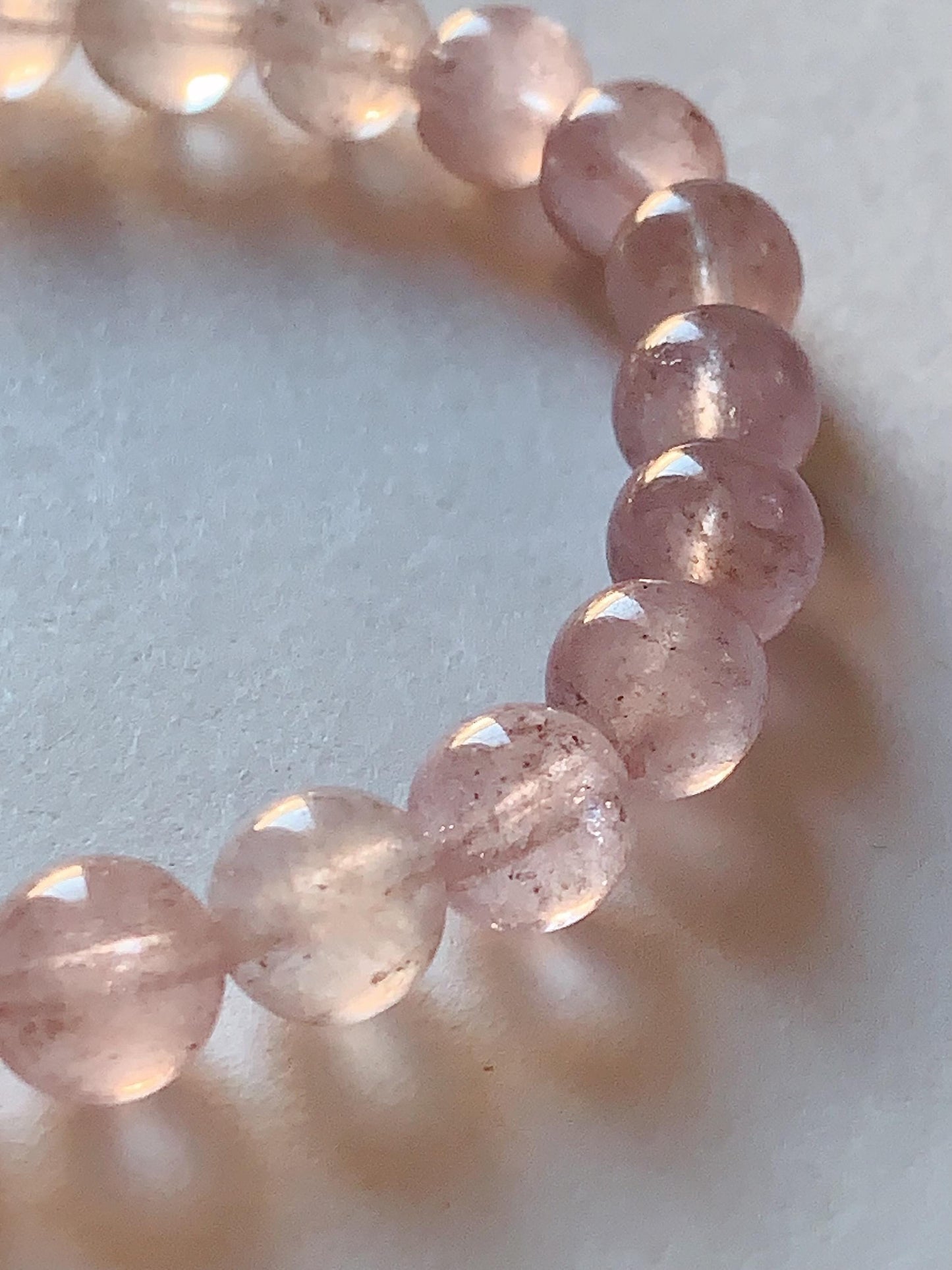No Dyed AAA+ Transparent Madagascar Natural Light Purple Pink Ice Rose Quartz Stretch Bracelet: Smooth Round Gemstone