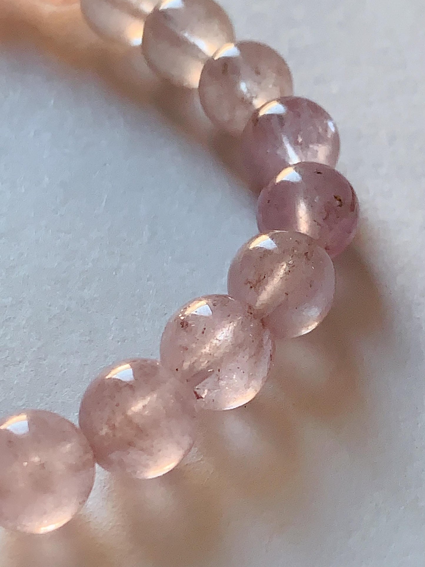 No Dyed AAA+ Transparent Madagascar Natural Light Purple Pink Ice Rose Quartz Stretch Bracelet: Smooth Round Gemstone