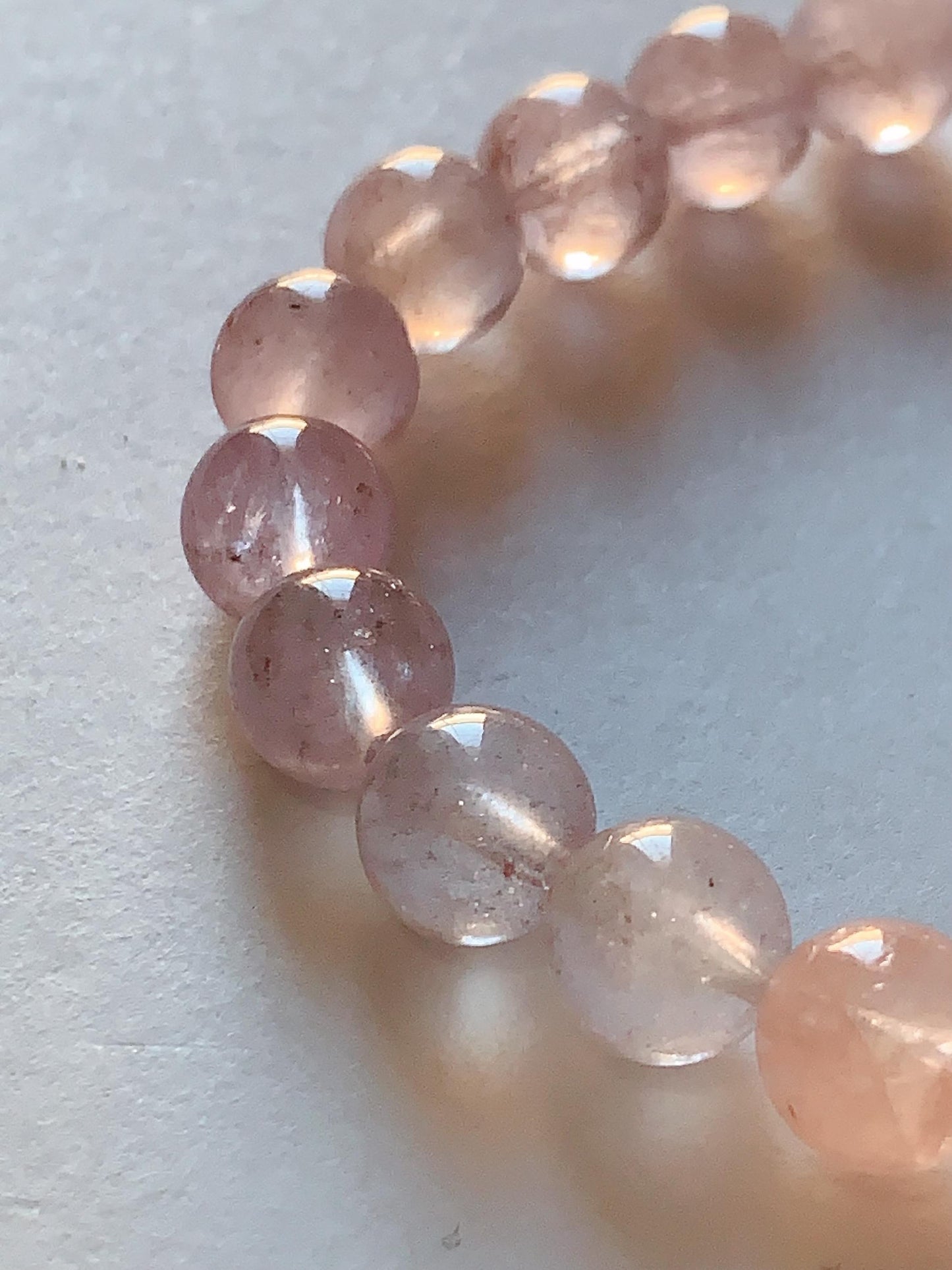 No Dyed AAA+ Transparent Madagascar Natural Light Purple Pink Ice Rose Quartz Stretch Bracelet: Smooth Round Gemstone