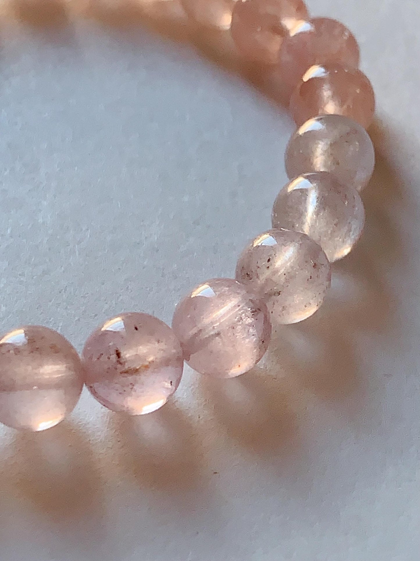 No Dyed AAA+ Transparent Madagascar Natural Light Purple Pink Ice Rose Quartz Stretch Bracelet: Smooth Round Gemstone