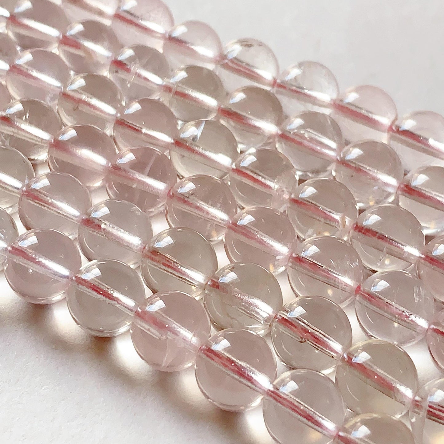 AAA Natural Transparent Light Pink Phantom  Quartz Smooth Round Beads 15.5 strand Gemstone 8mm