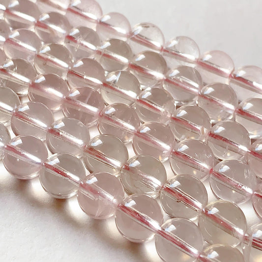 AAA Natural Transparent Light Pink Phantom  Quartz Smooth Round Beads 15.5 strand Gemstone 8mm