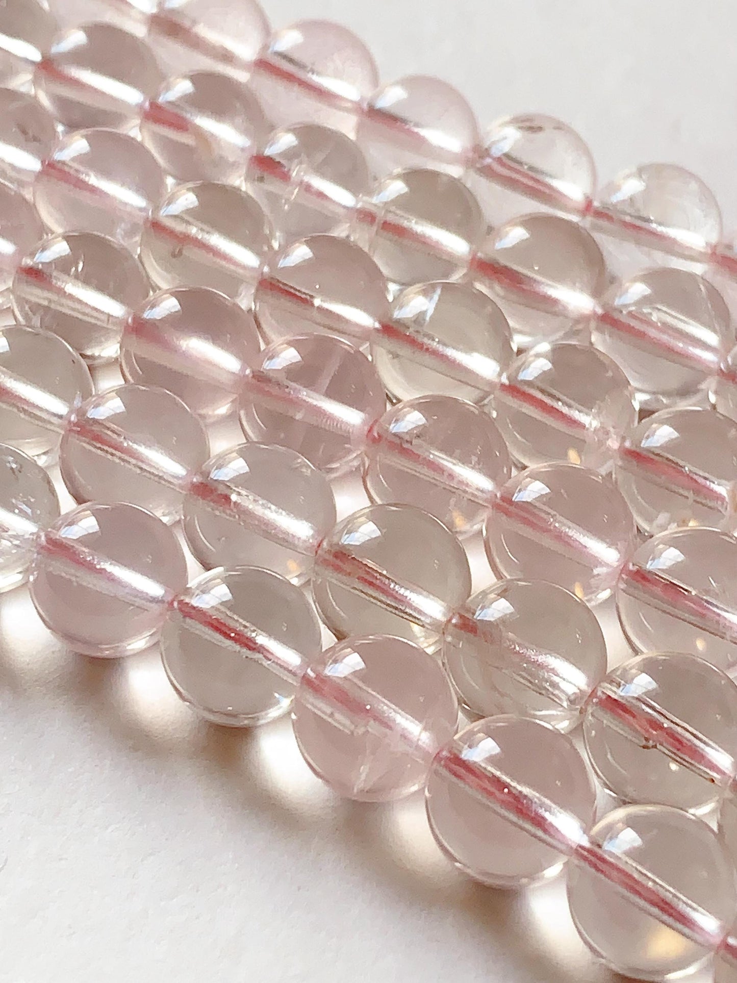 AAA Natural Transparent Light Pink Phantom  Quartz Smooth Round Beads 15.5 strand Gemstone 8mm