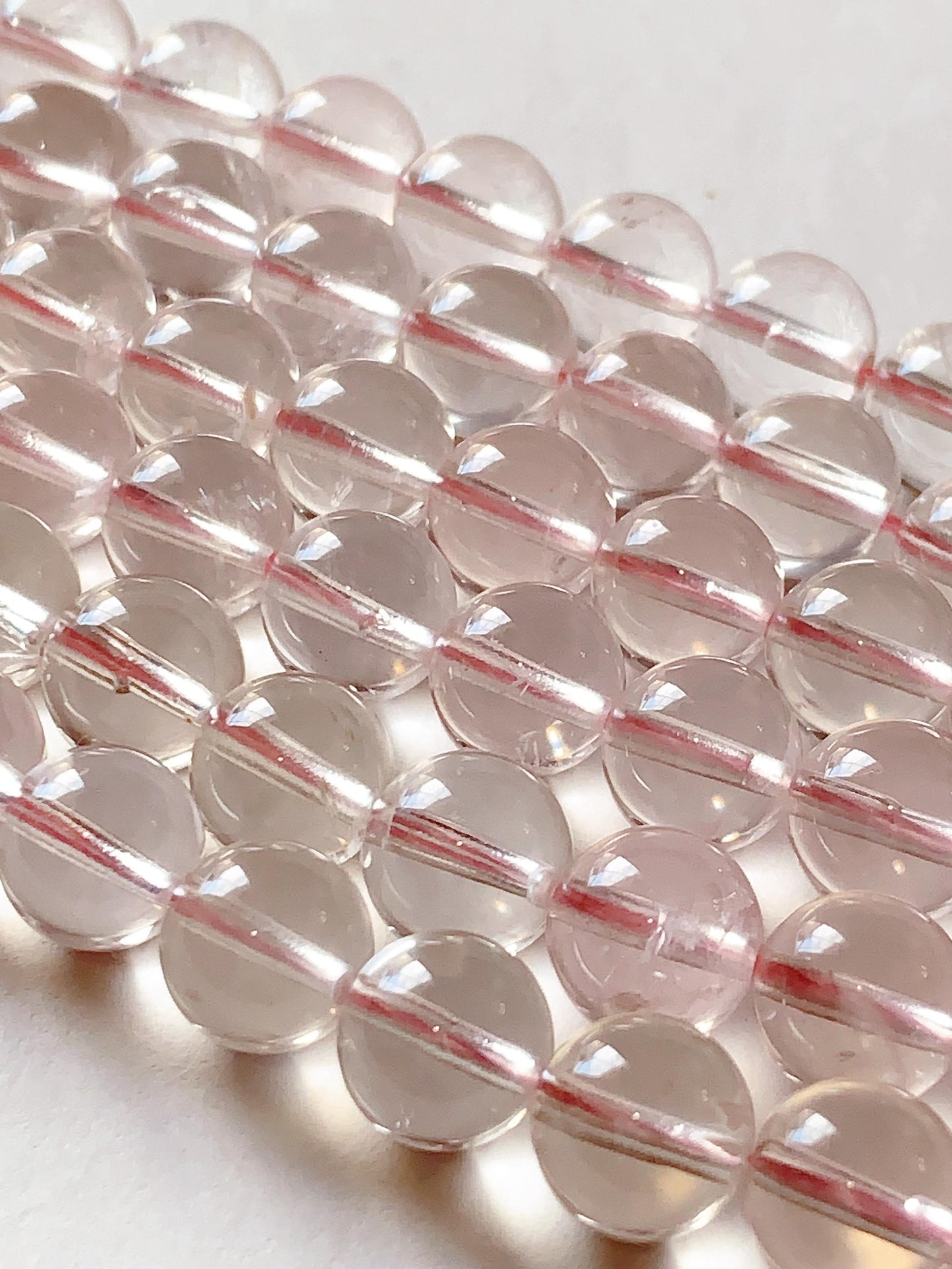 AAA Natural Transparent Light Pink Phantom  Quartz Smooth Round Beads 15.5 strand Gemstone 8mm