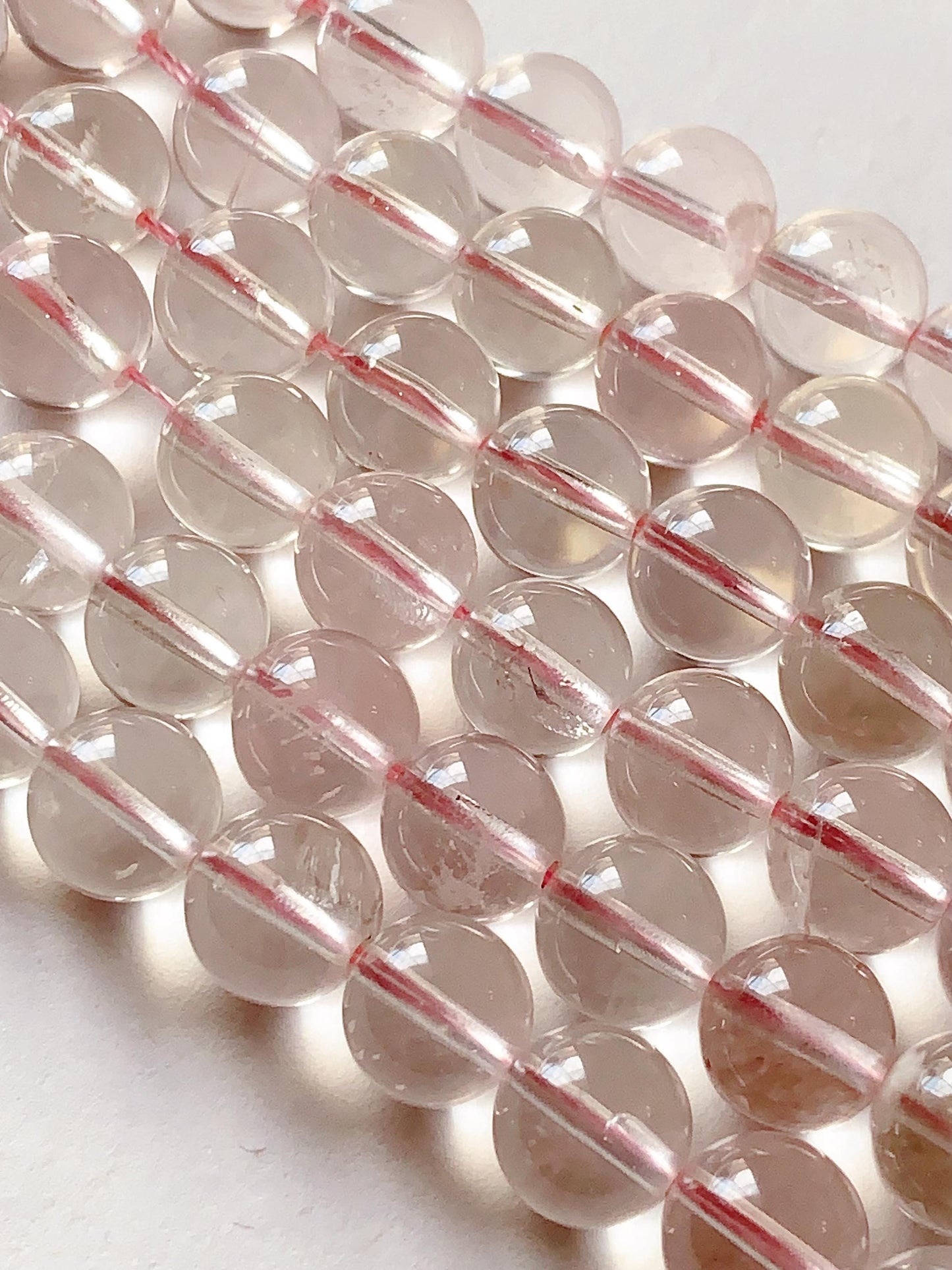 AAA Natural Transparent Light Pink Phantom  Quartz Smooth Round Beads 15.5 strand Gemstone 8mm