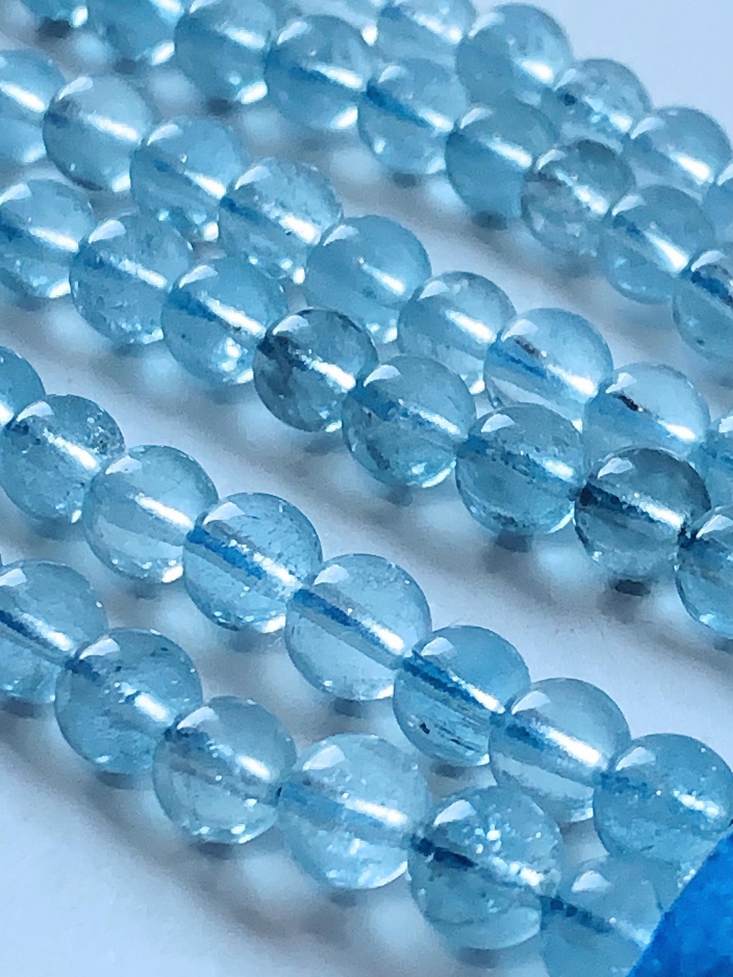 6mm Natural Transparent Sky Blue Topaz  Smooth Round Beads 15.5 strand Gemstone