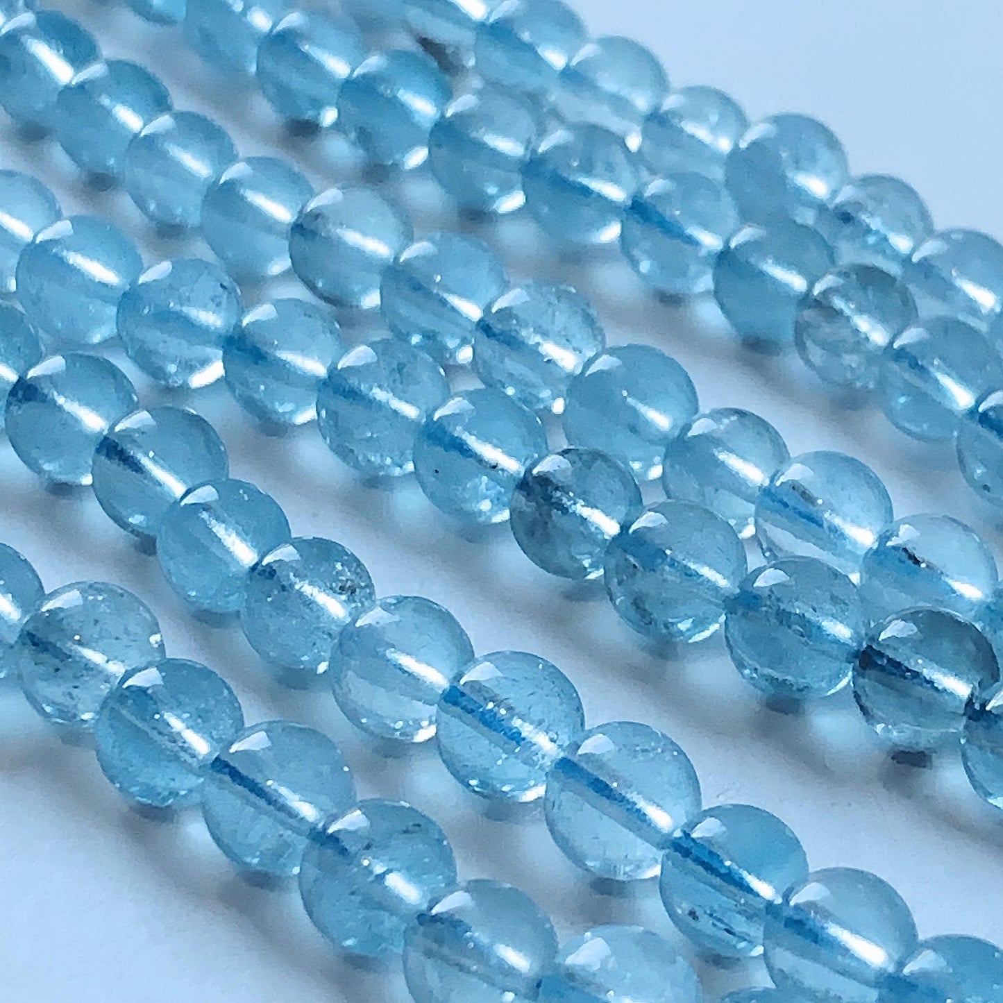 6mm Natural Transparent Sky Blue Topaz  Smooth Round Beads 15.5 strand Gemstone